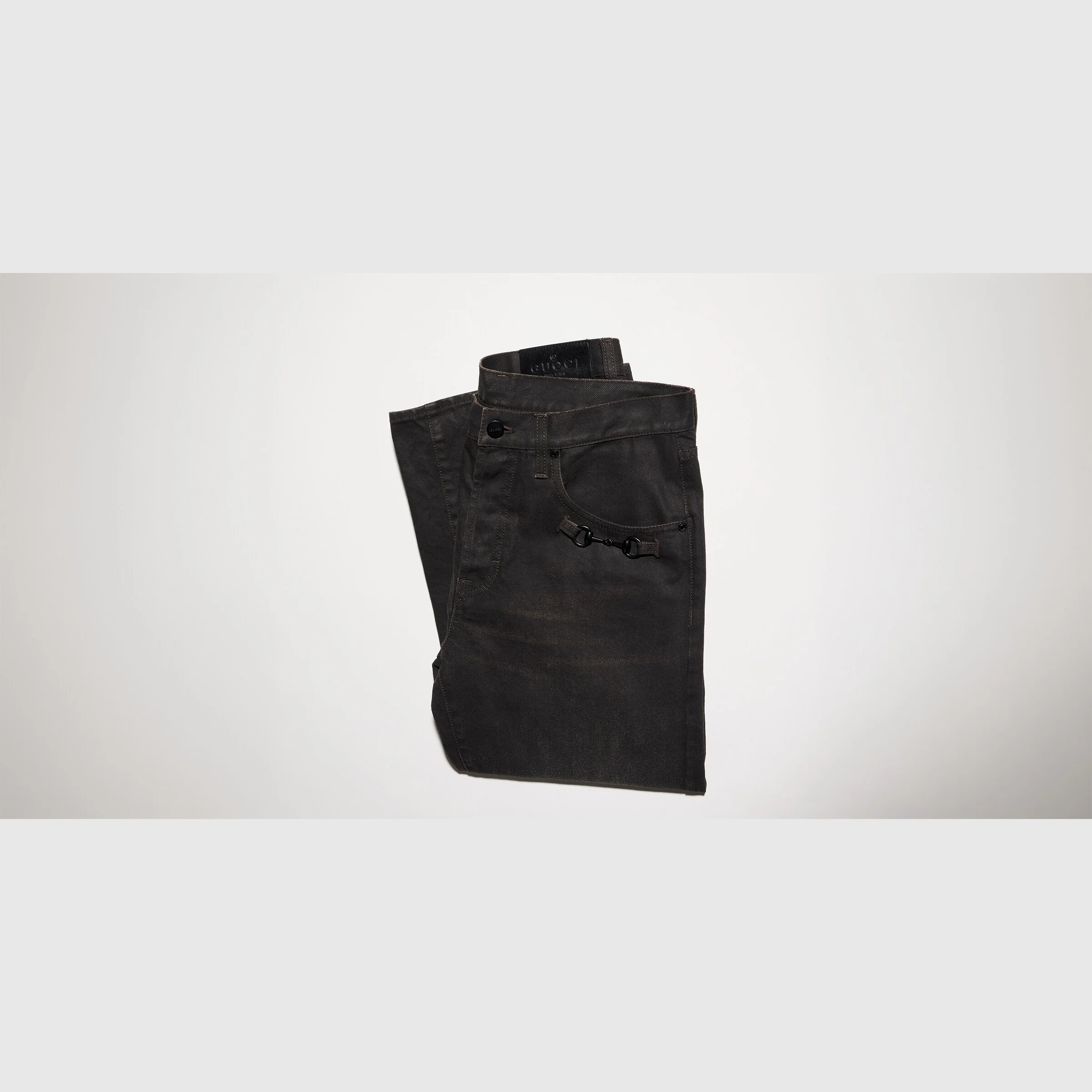 Flared cotton denim pants with Horsebit - 1