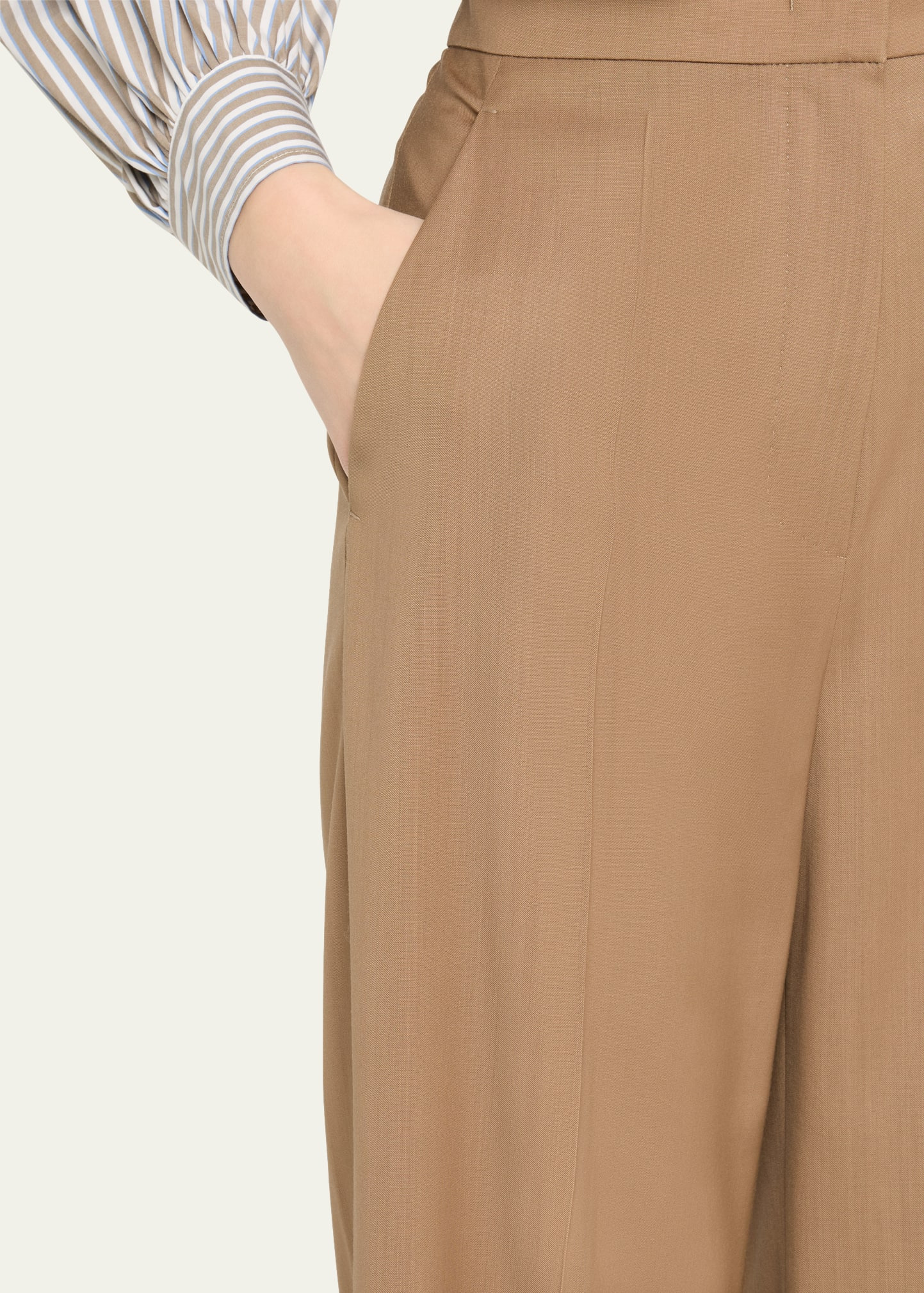 Fernet Wide Leg Wool Trousers - 5