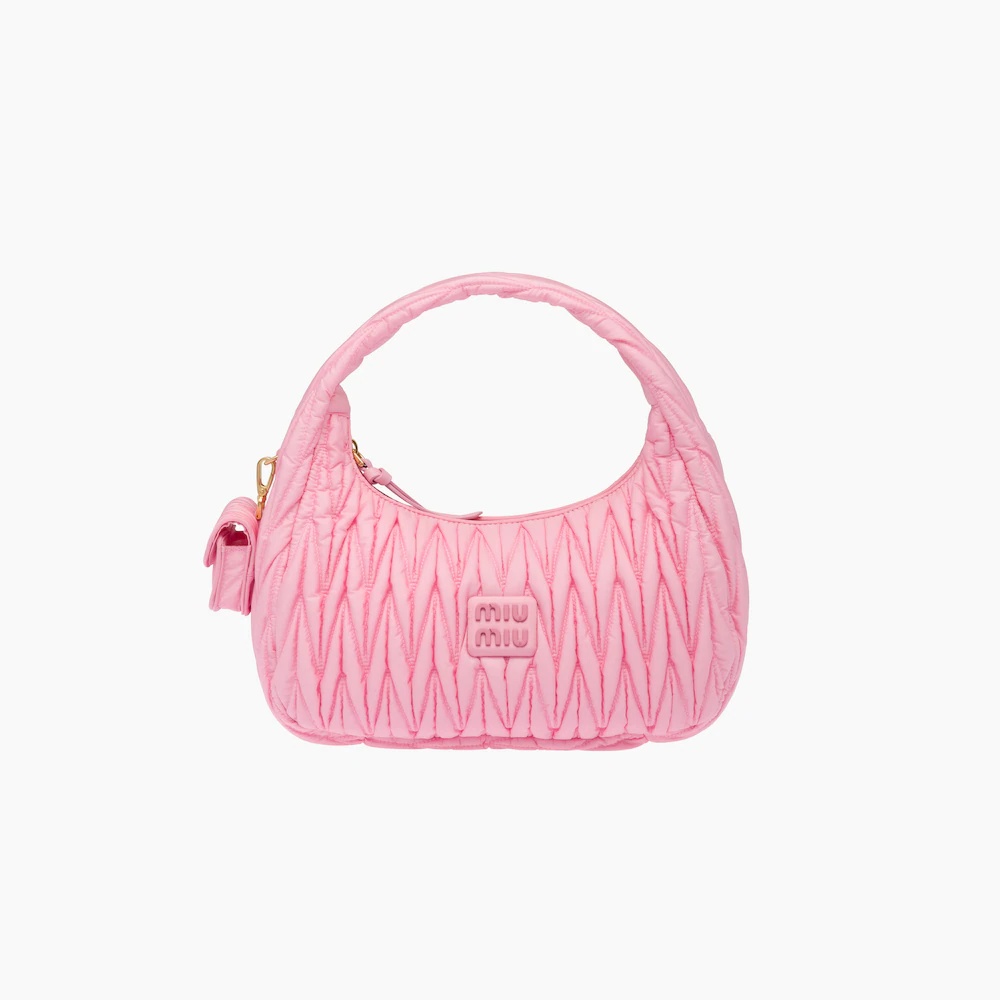 Miu Wander matelassé regenerated nylon hobo bag - 1