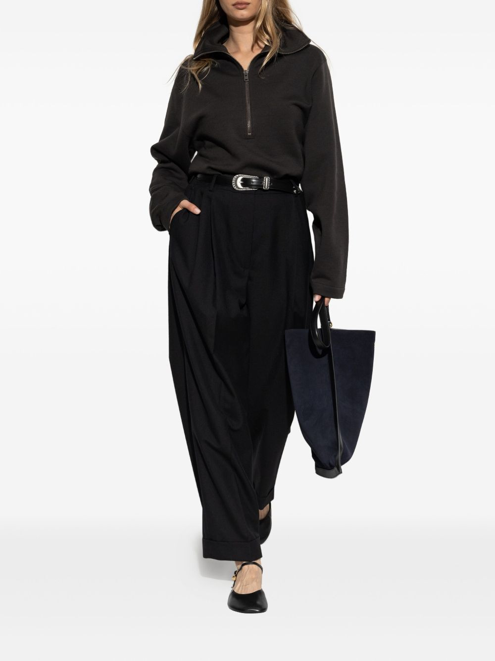 high-neck zip-up sweatshirt - 2