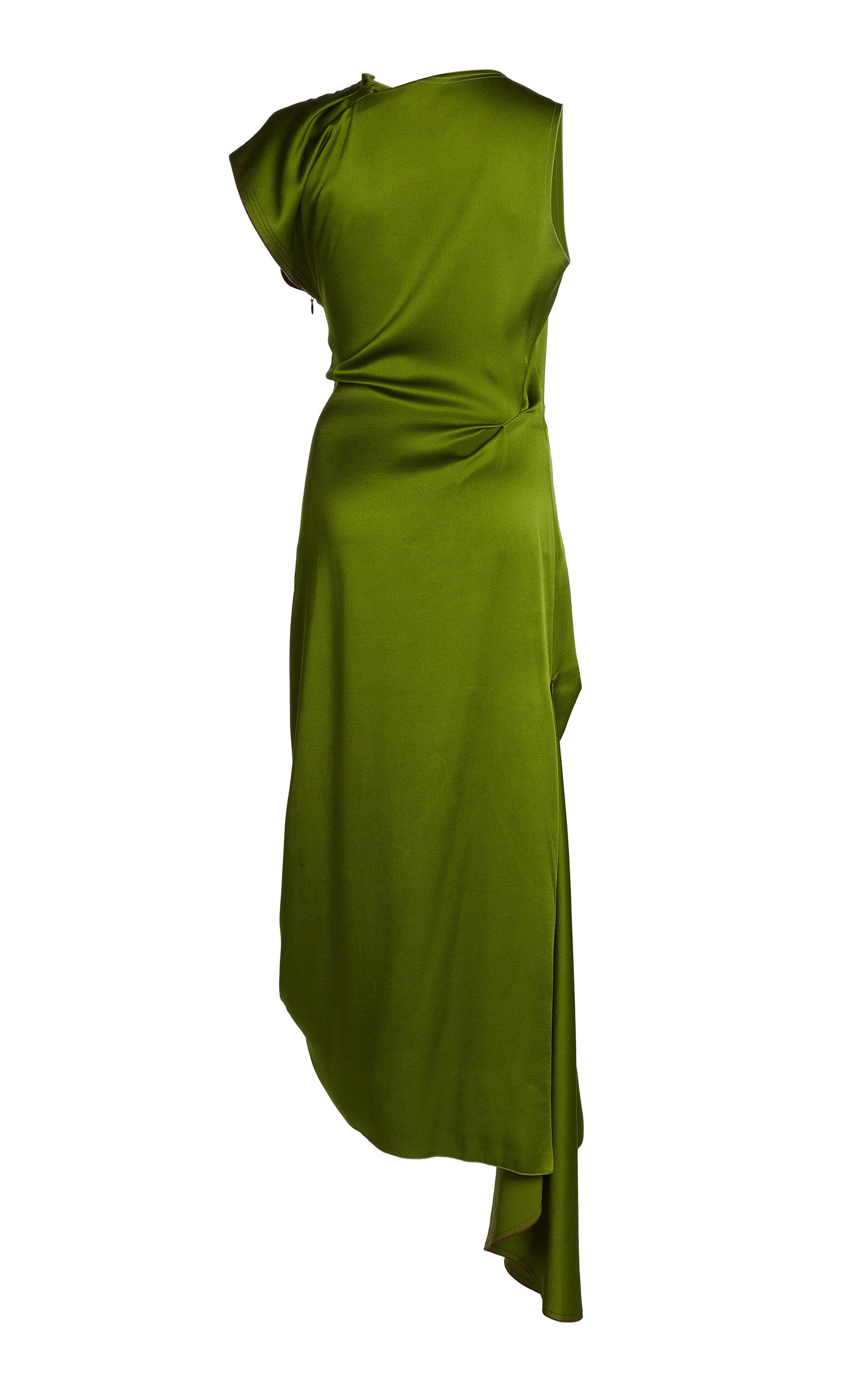 Exclusive Gathered Satin Midi Dress green - 6