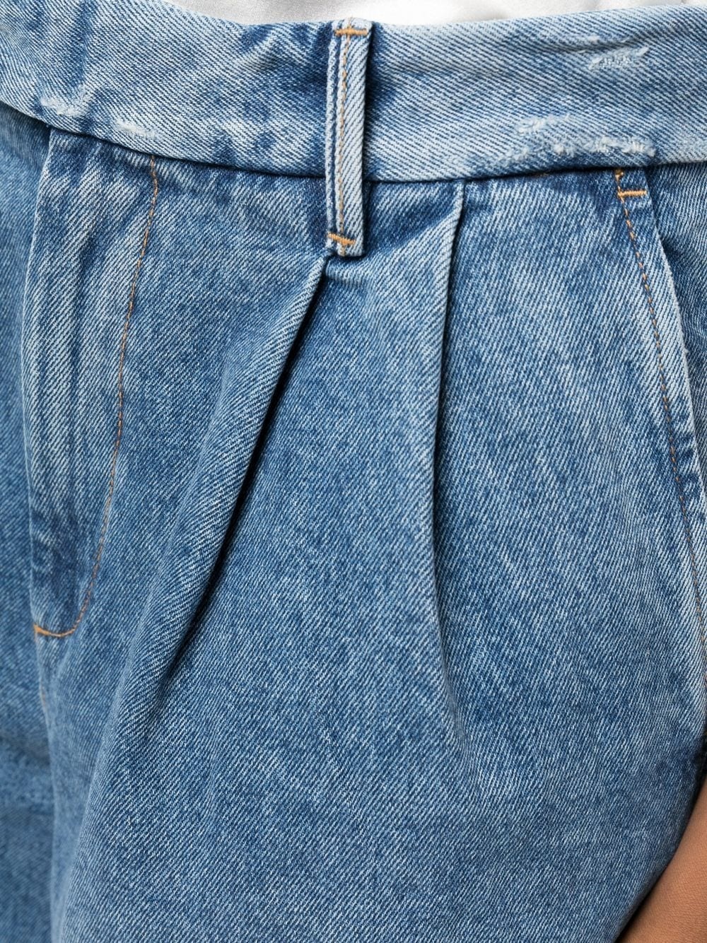 wide-leg pleated jeans - 5