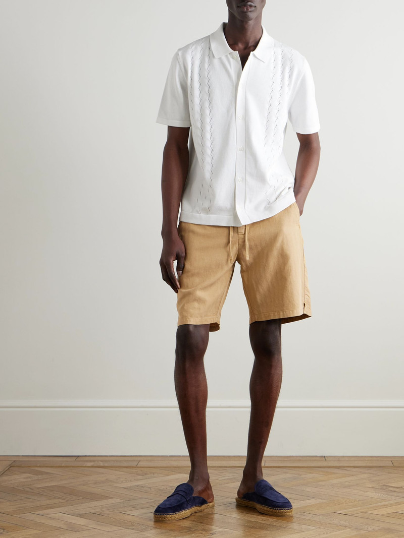 FRESCOBOL CARIOCA Sergio Straight-Leg Lyocell, Linen and Cotton-Blend Shorts Brown outlook