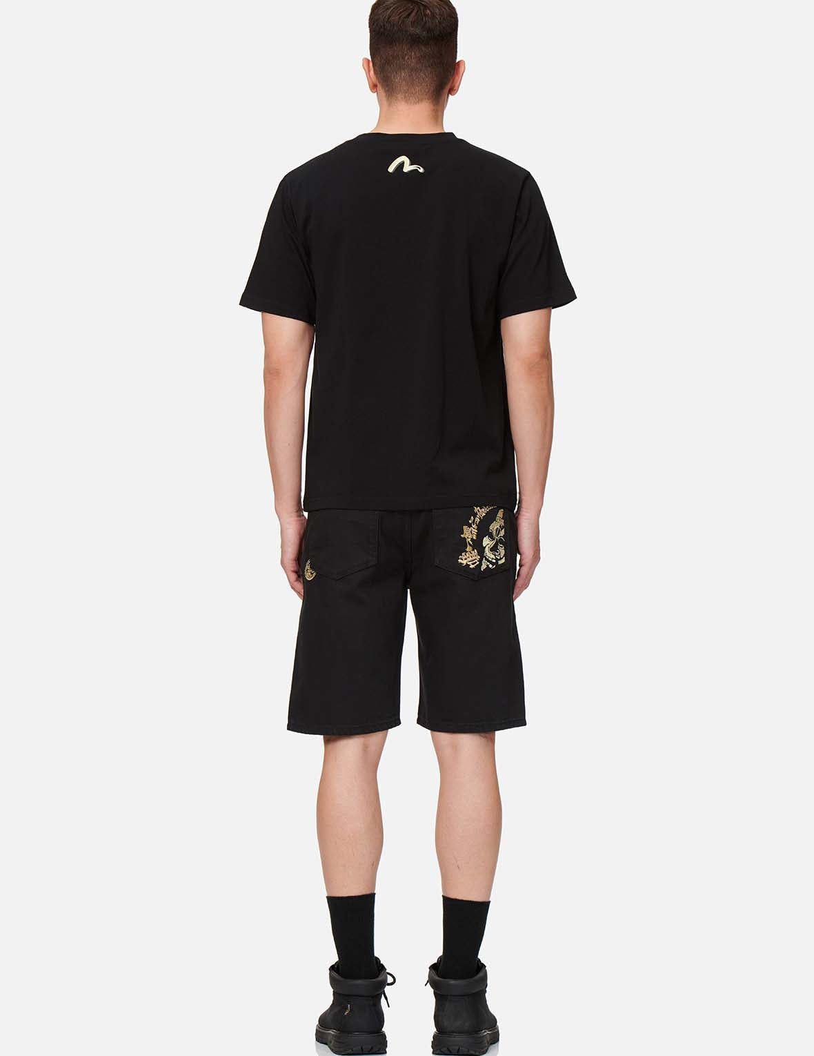 Hannya Skull Embroidered Denim Shorts - 5