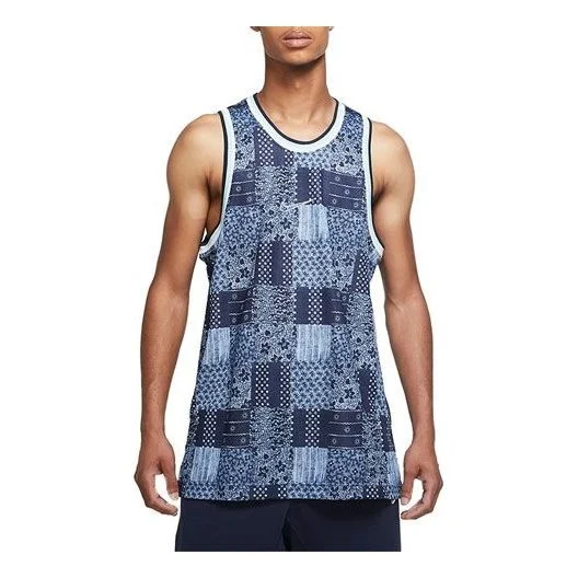Nike Dri-FIT DNA Knit Quick Dry Plaid Casual Basketball Jersey Blue CK6302-455 - 1