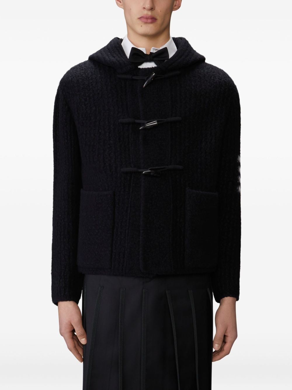 toggle-fastening hooded jacket - 3