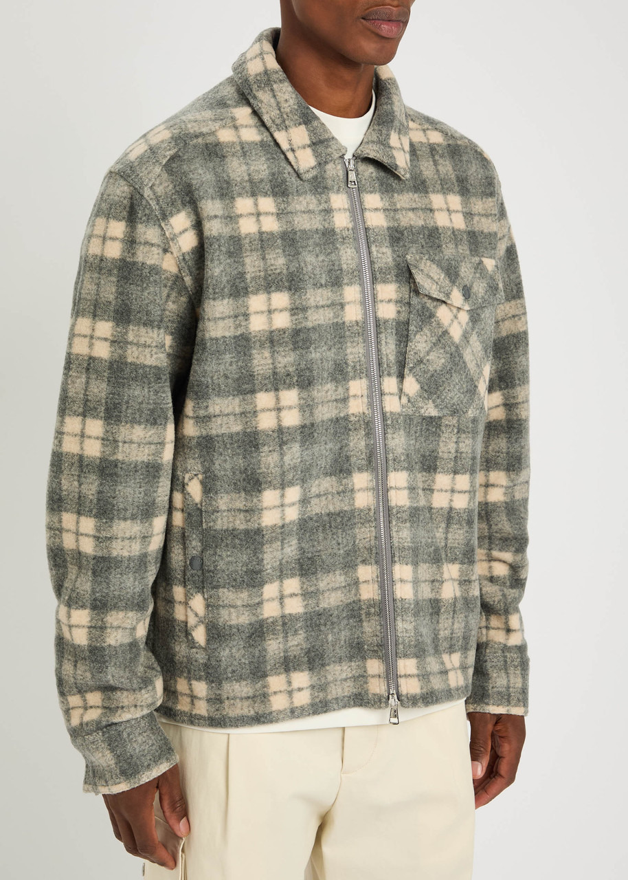 Moncler Logo Checked-intarsia Felt Overshirt - 2