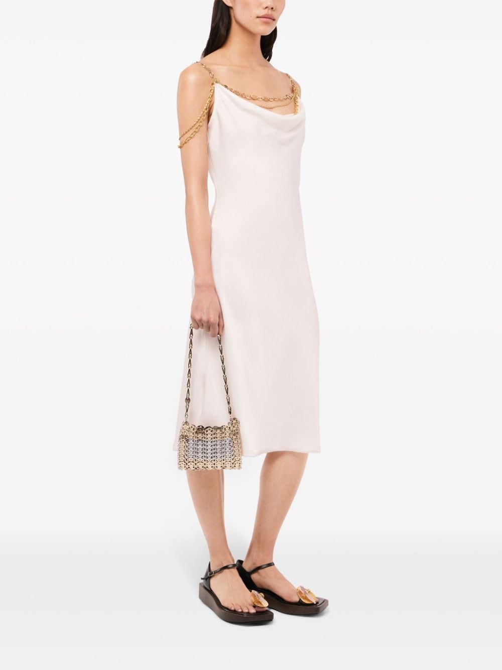 chain-straps silk midi dress - 3
