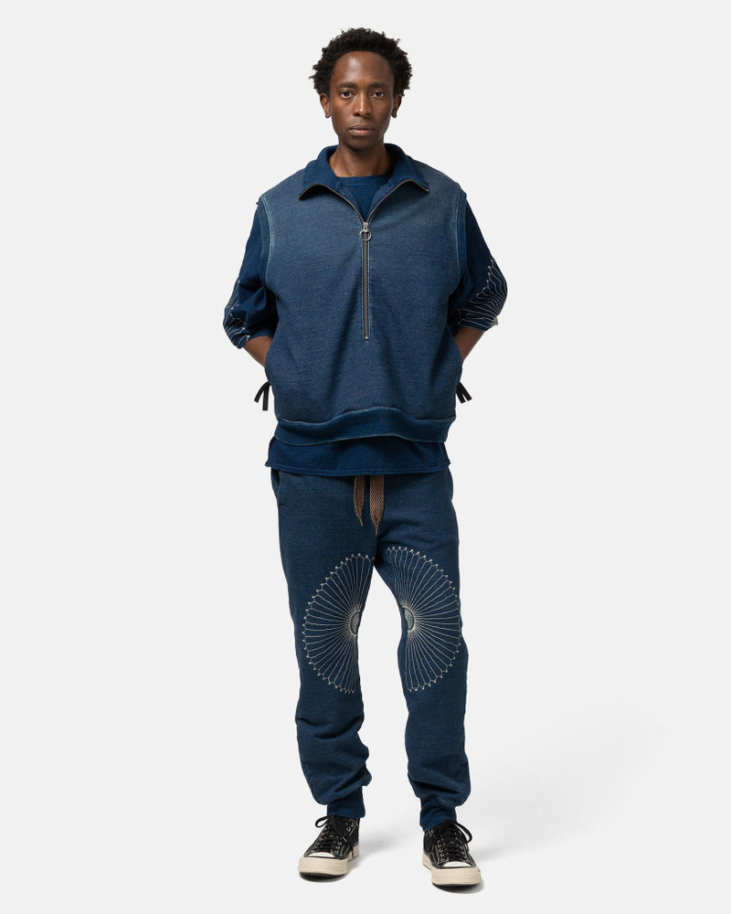 Kapital IDG Fleecy Knit SWT Pants (FUROSHIKI Embroidery) Indigo outlook