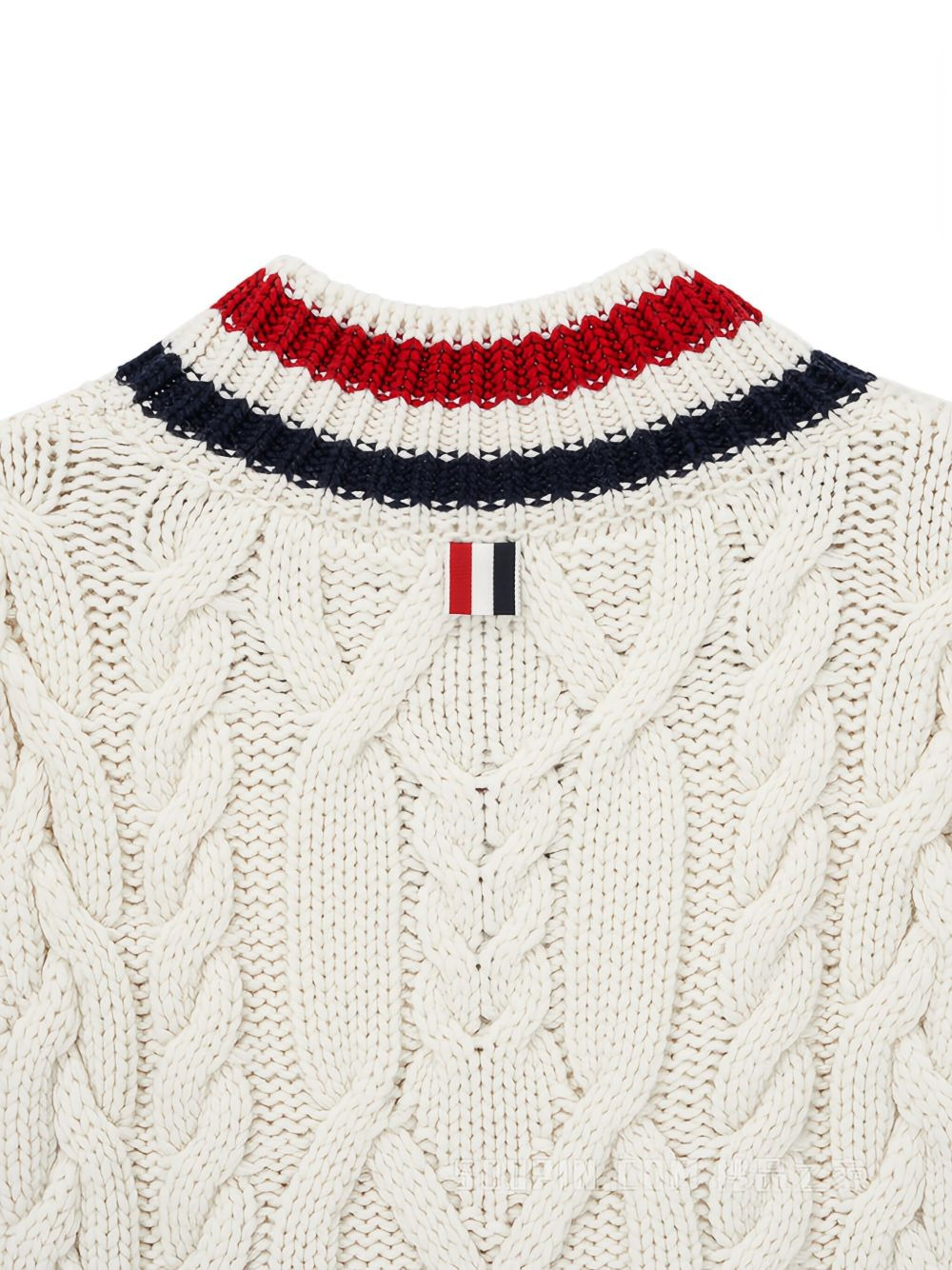 cable-knit V-neck pullover - 3