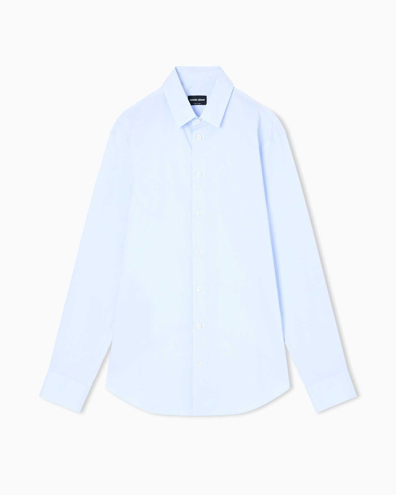 SLIM-FIT SHIRT IN STRIPED STRETCH COTTON-BLEND JERSEY - 1