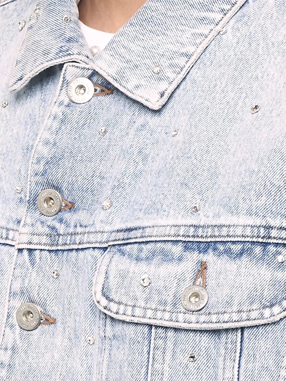 rhinestone-embellished denim jacket - 5