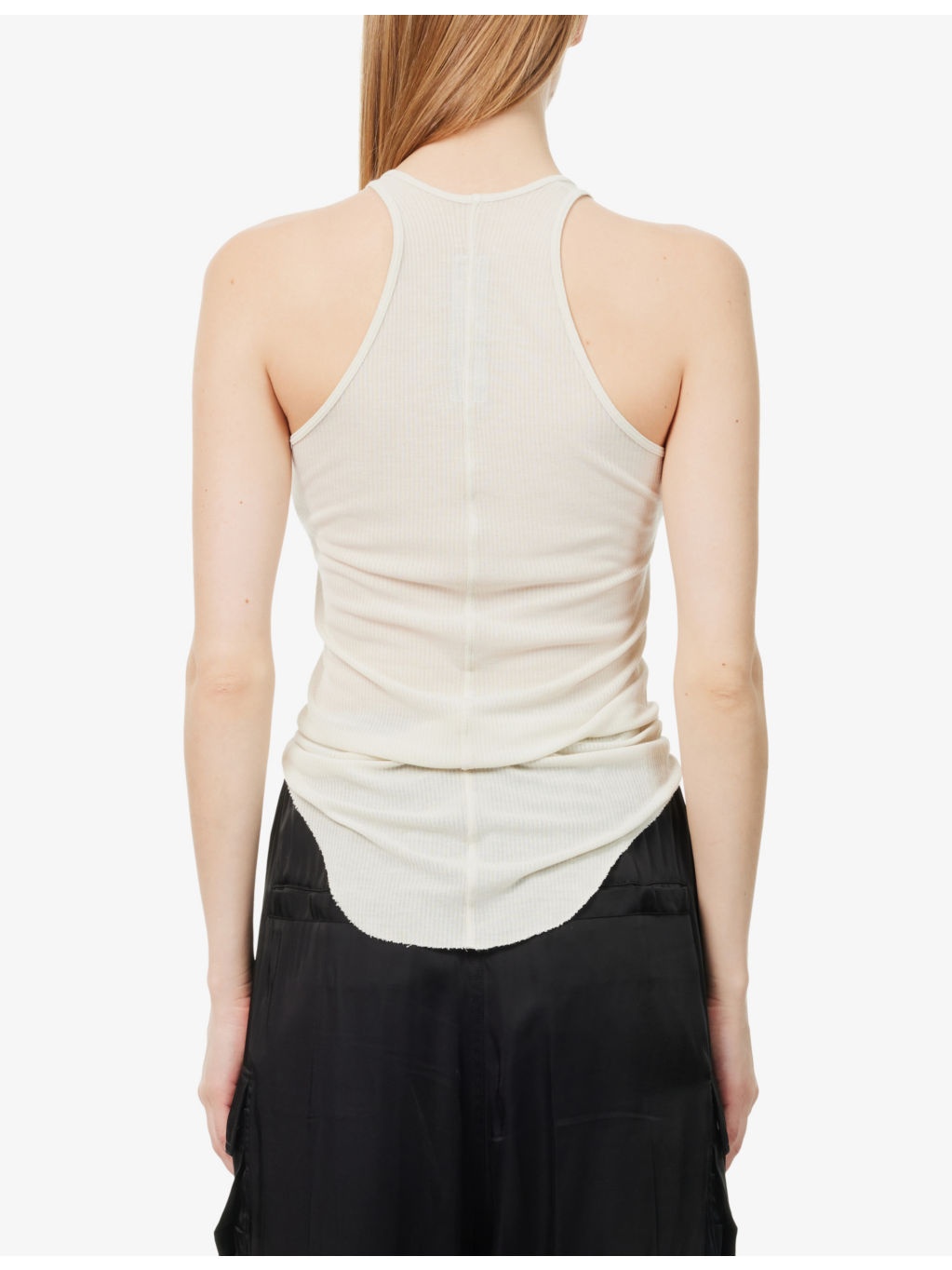 Basic Raw-Hem Sheer Ribbed Jersey Tank Top - 4