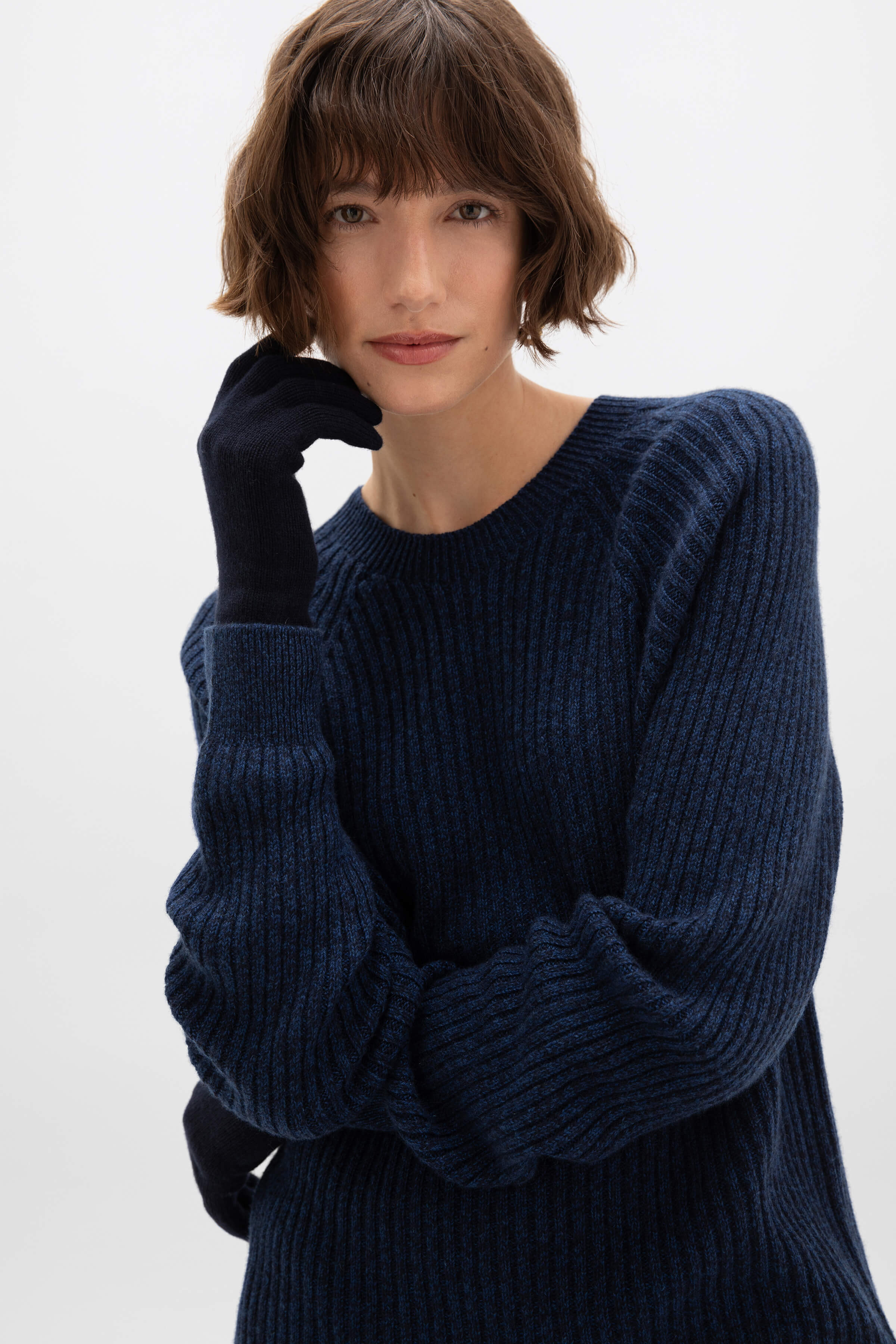 Women's Cashmere Navy Gloves - 3