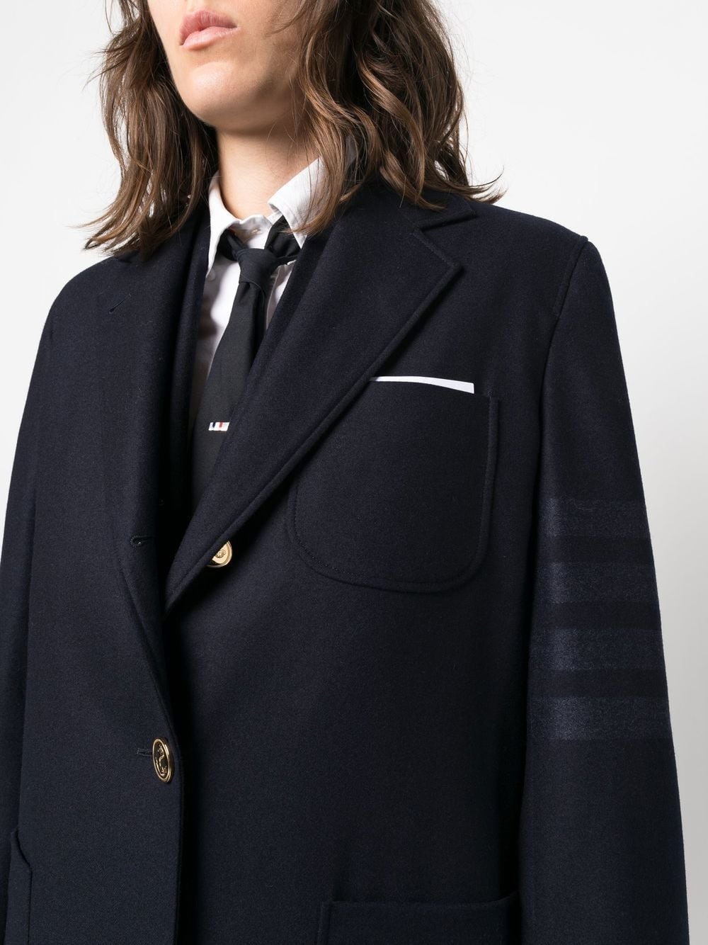 Engineered single-breasted side-stripe coat - 5