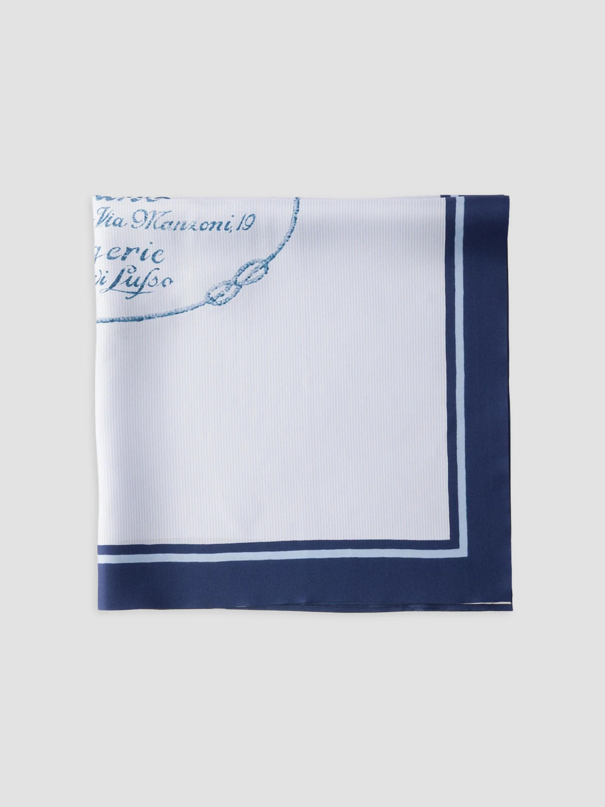 Men's Printed Twill Scarf - Blue - 1