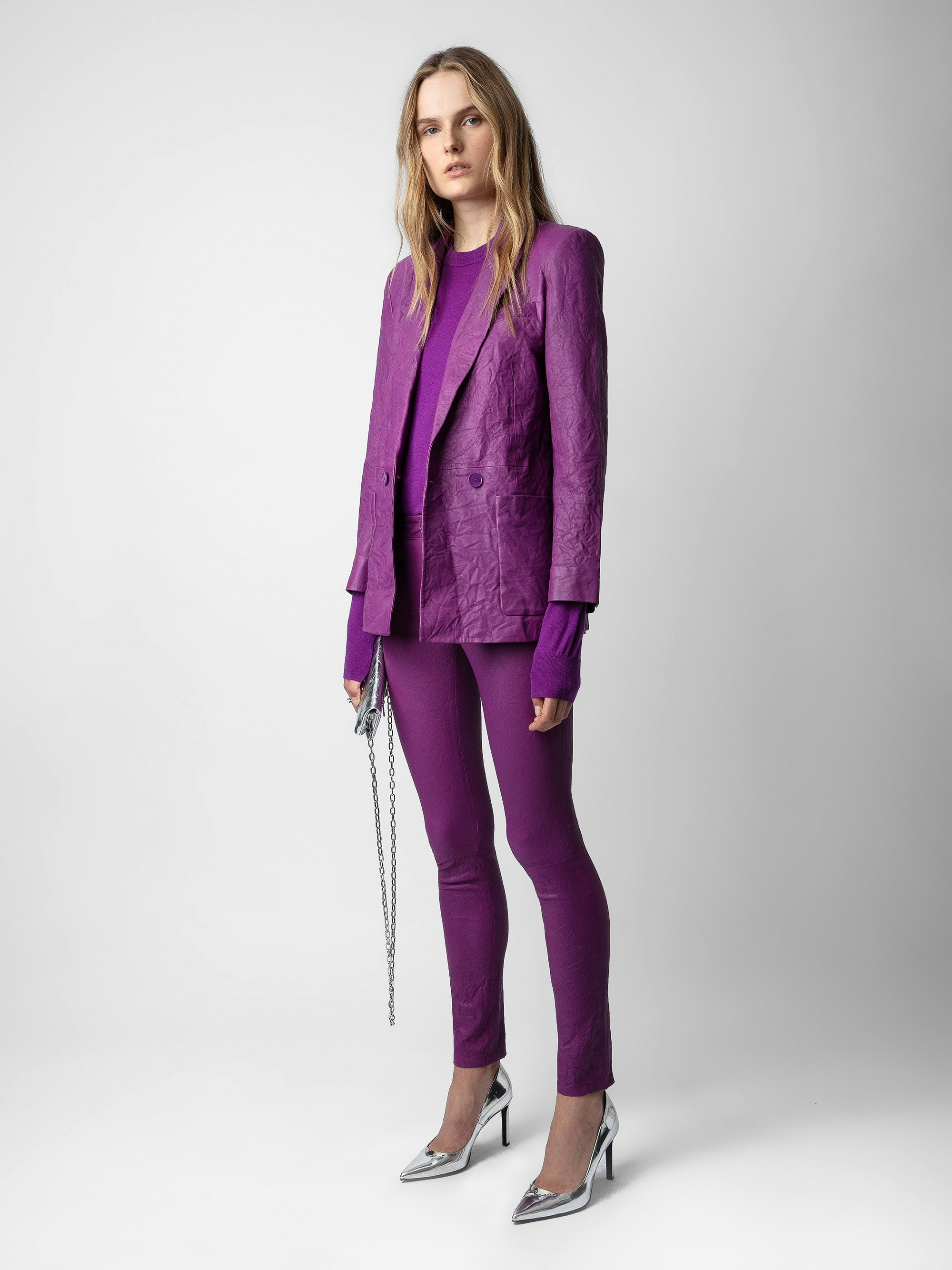 Visko Crinkled Leather Blazer - 6