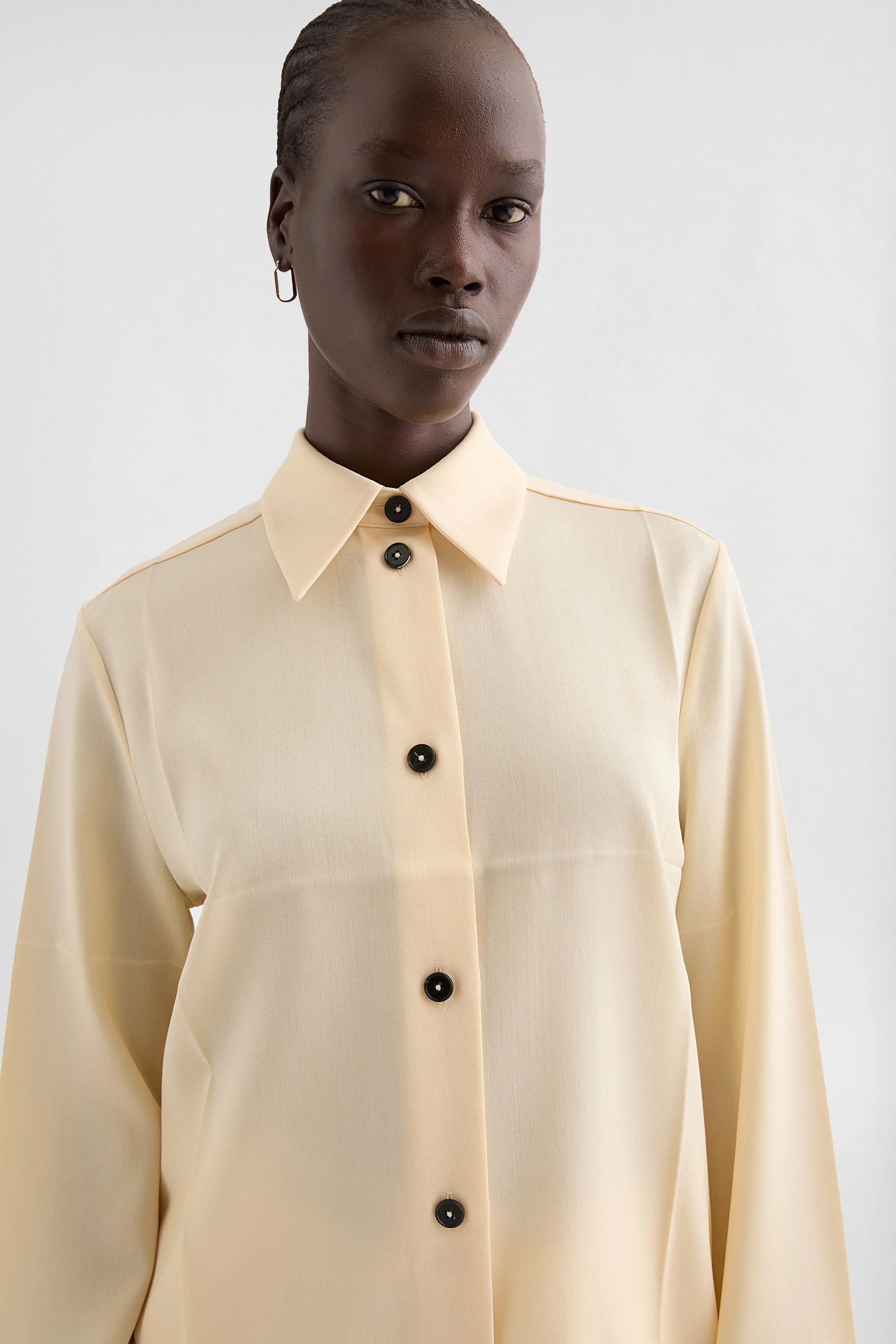 JIL SANDER 長袖シャツ　ウール100% Jil Sander Lightweight Wool Gabardine Shirt | REVERSIBLE