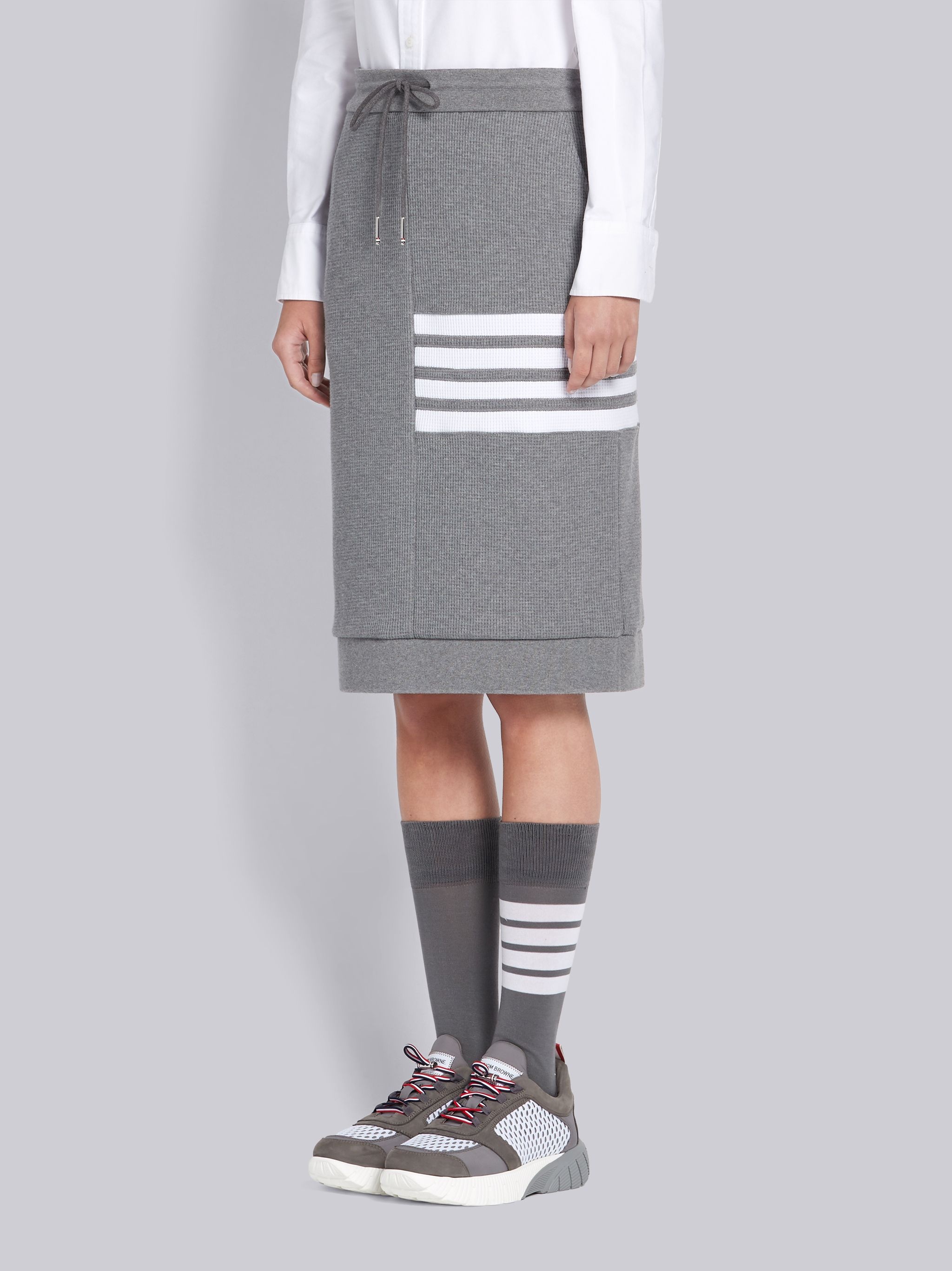 Medium Grey Waffle Knit Sack 4-Bar Skirt - 2