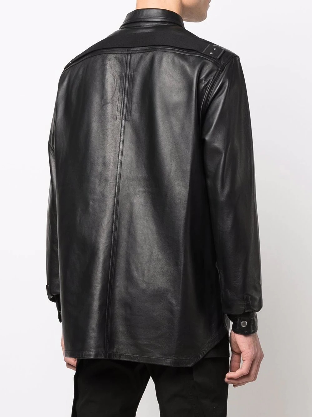 button-up leather jacket - 4