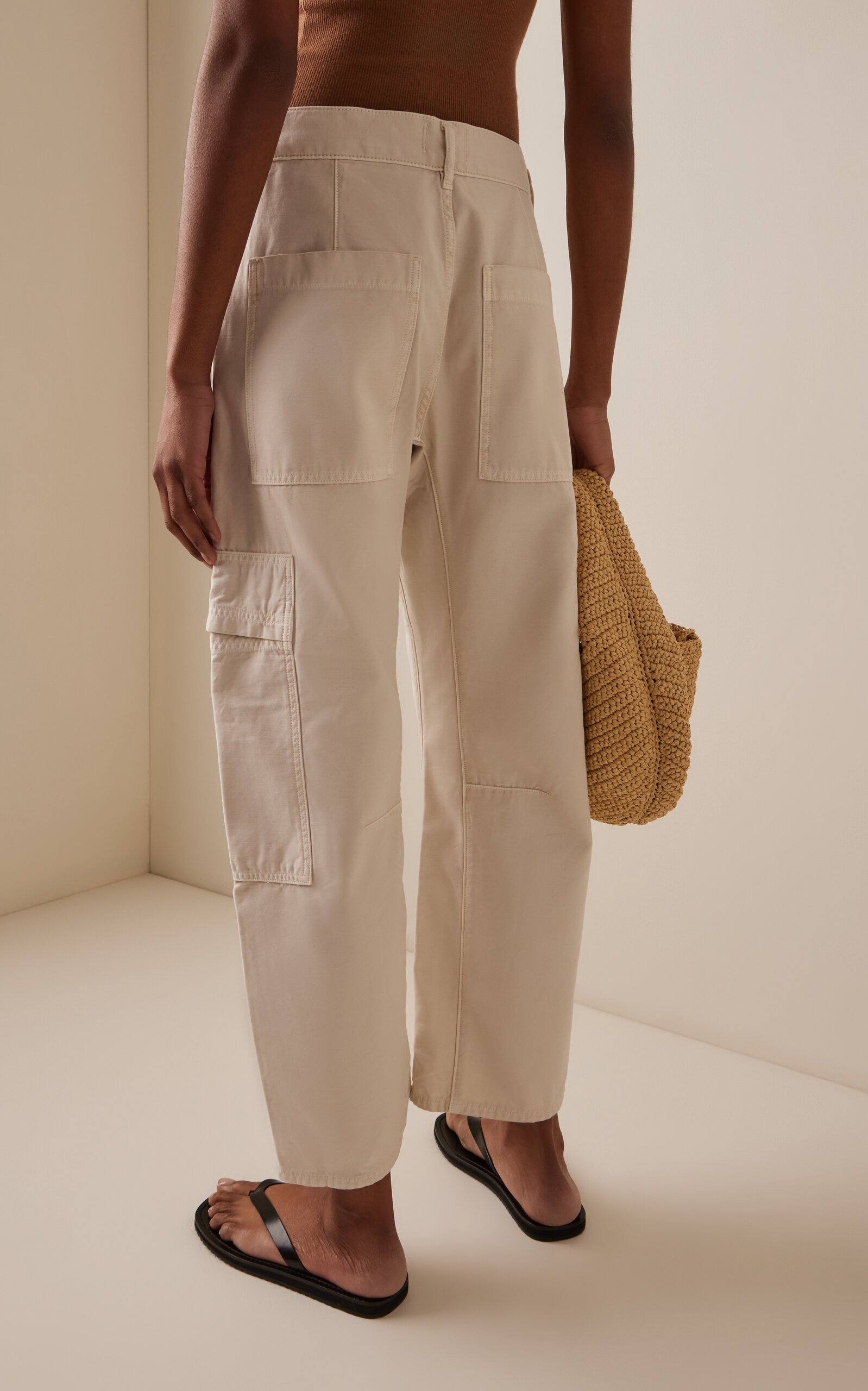 Marcelle Low-Rise Curved Cargo Pants ivory - 4