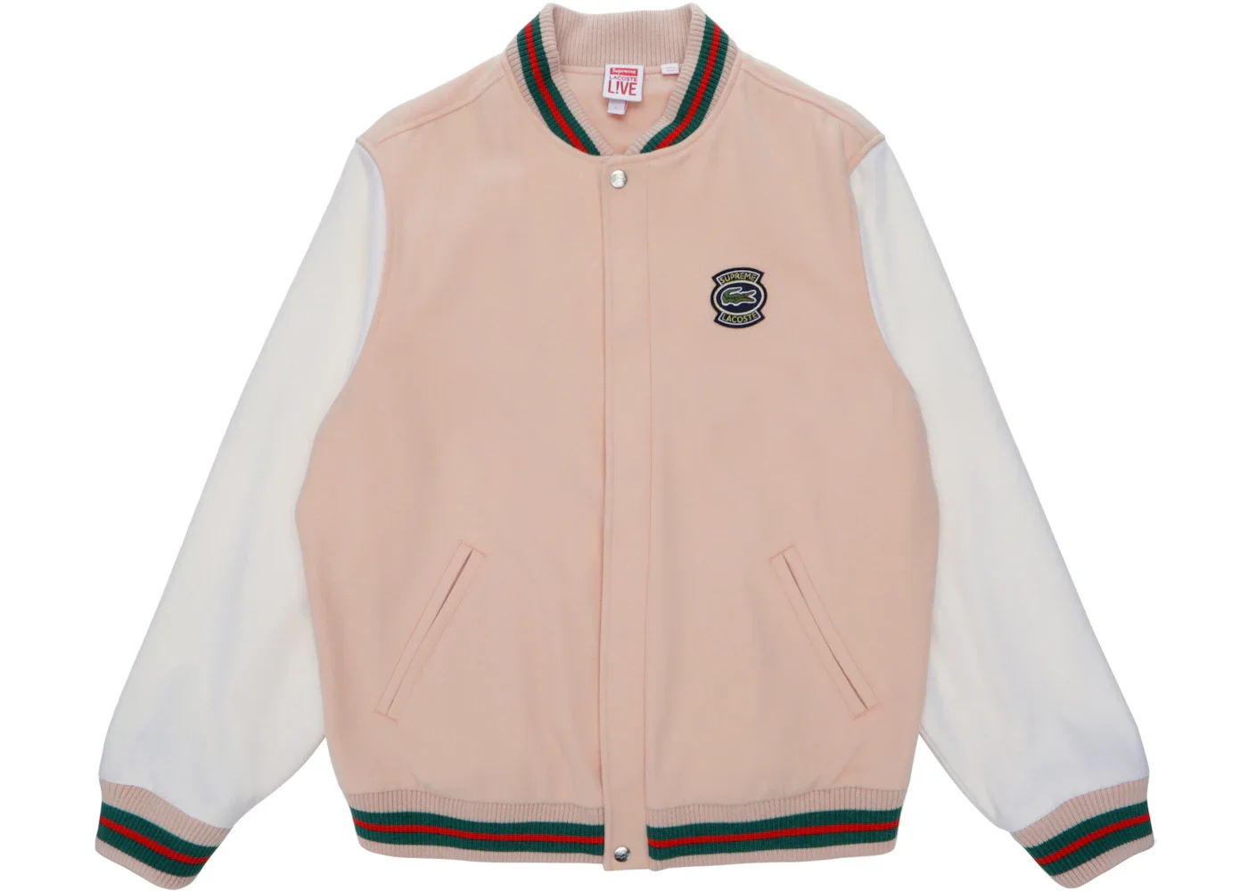 Supreme LACOSTE Wool Varsity Jacket Peach - 1