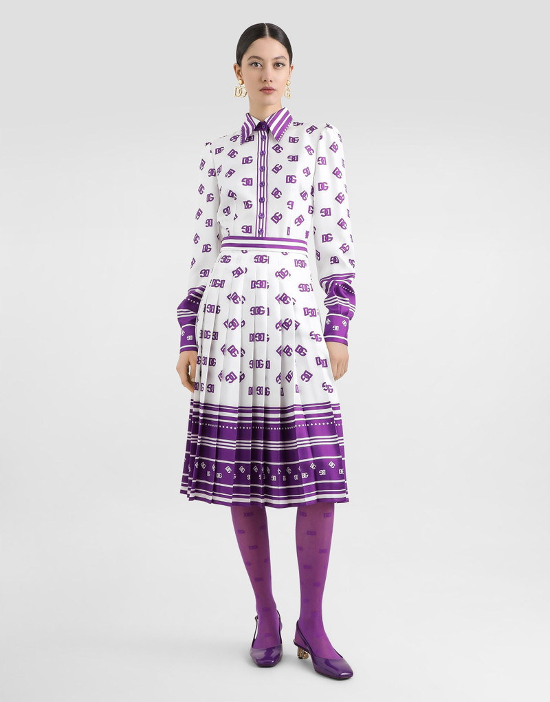 Dolce & Gabbana DG logo all-over print twill shirt dress outlook