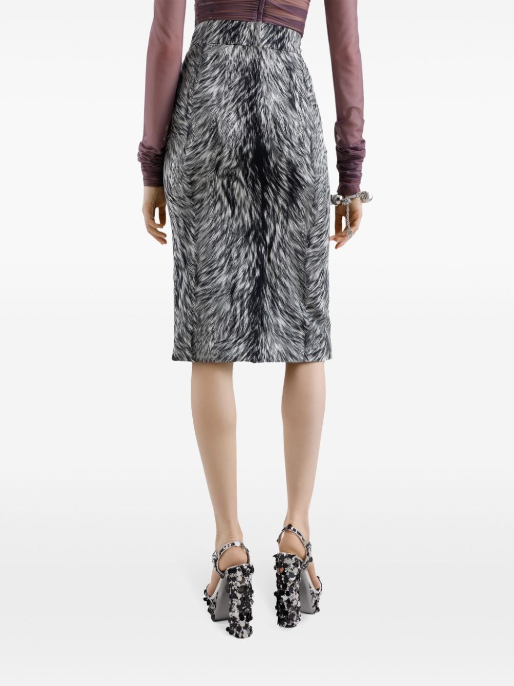 fur-print midi skirt - 5
