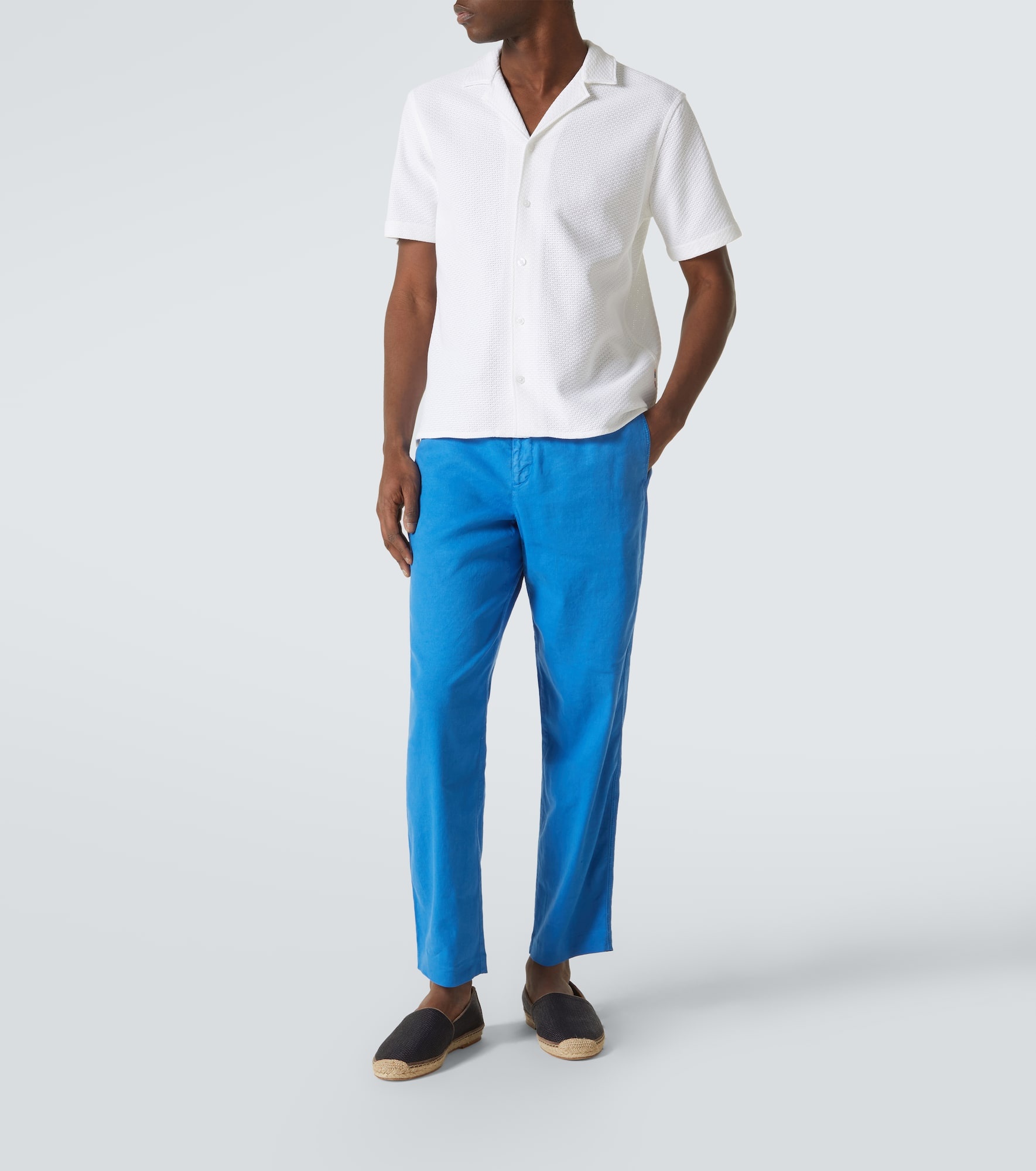 Alex linen-blend straight pants - 2