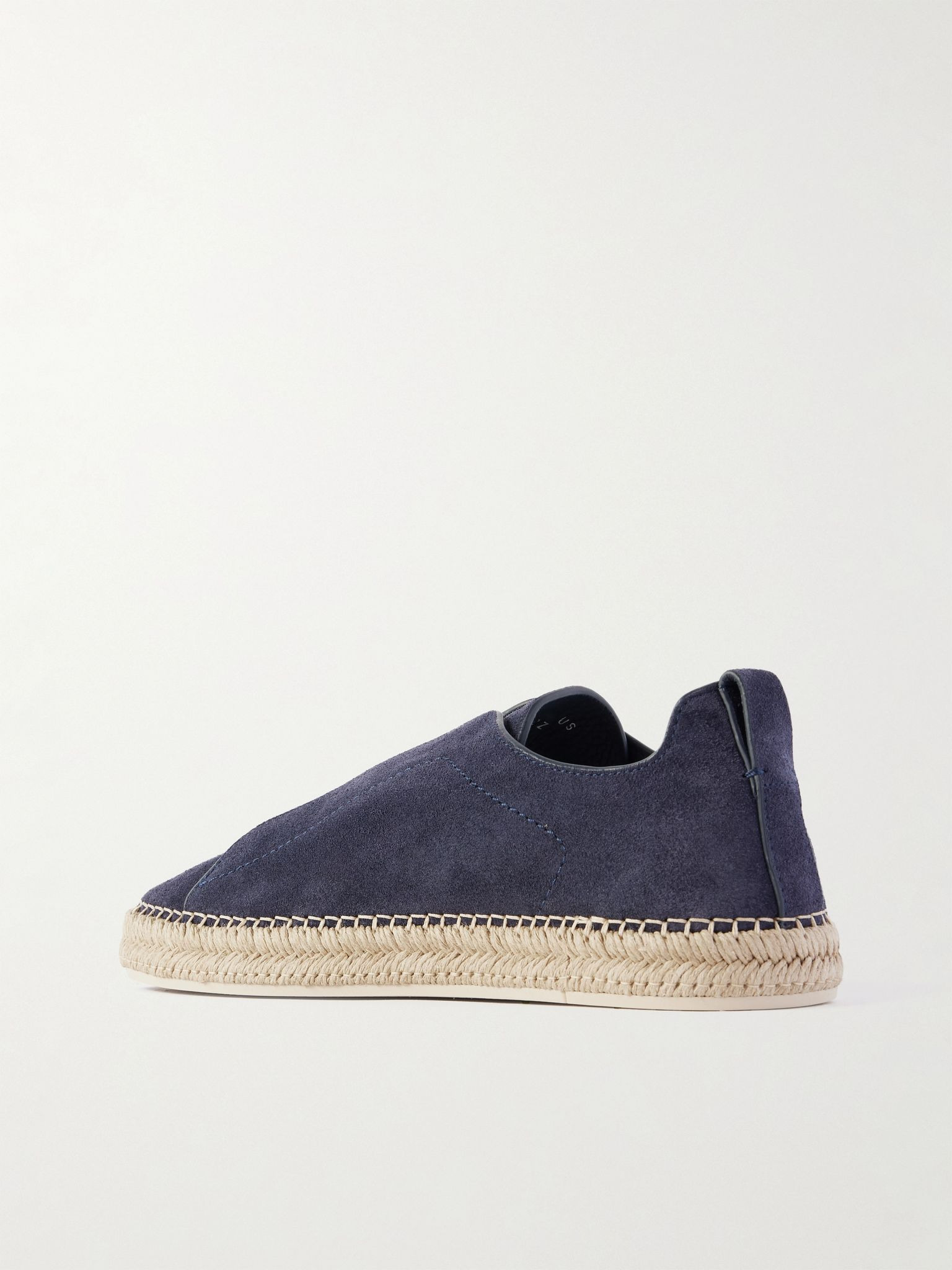 Triple Stitch™ Leather-Trimmed Suede Slip-On Sneakers Navy - 4