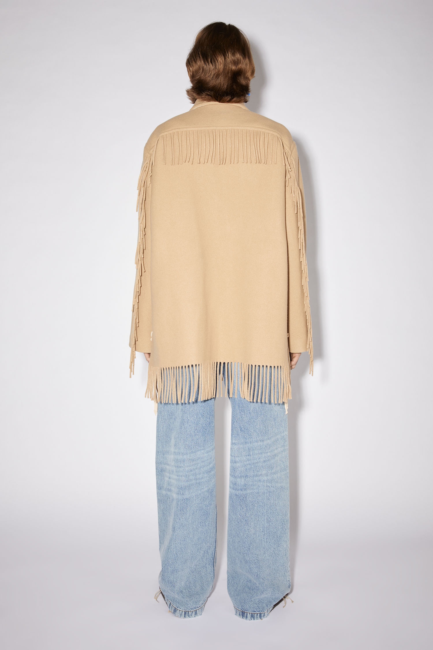 Fringed blanket coat - Beige - 3