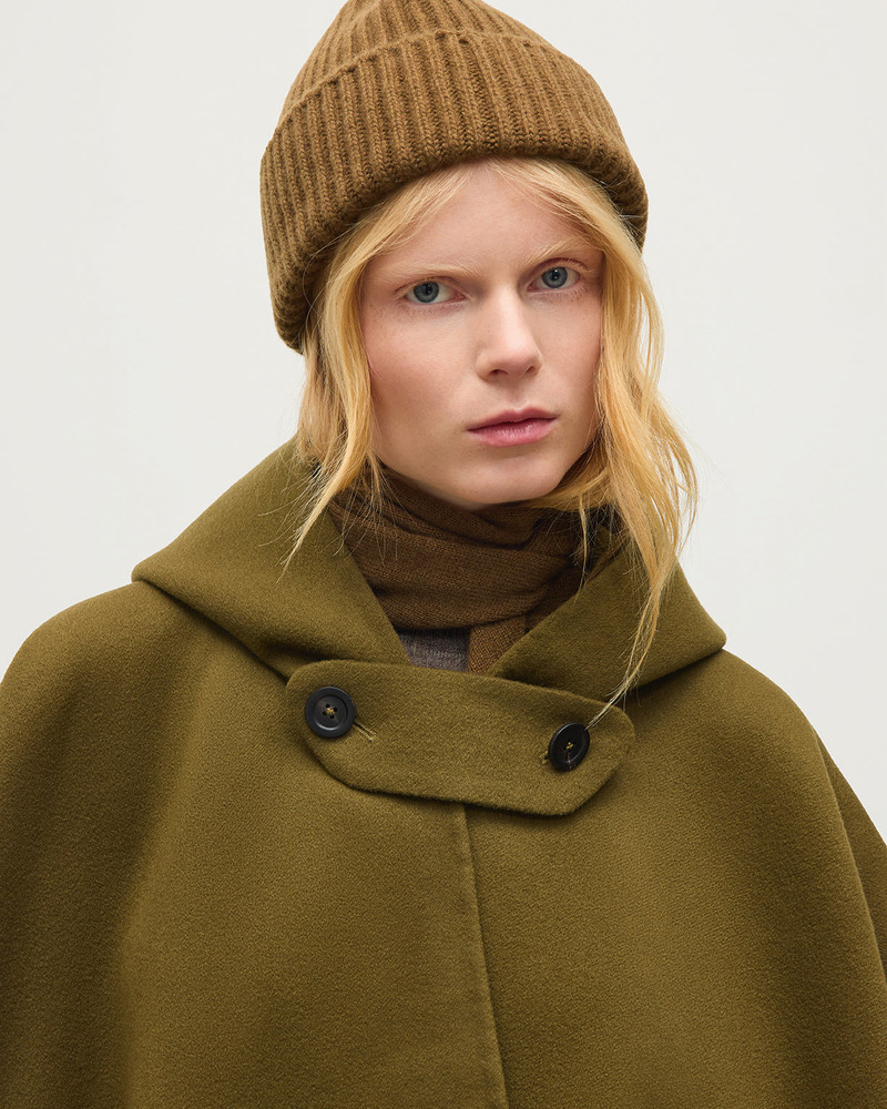 Hoolie Olive Green Hooded Cashmere Cape 6