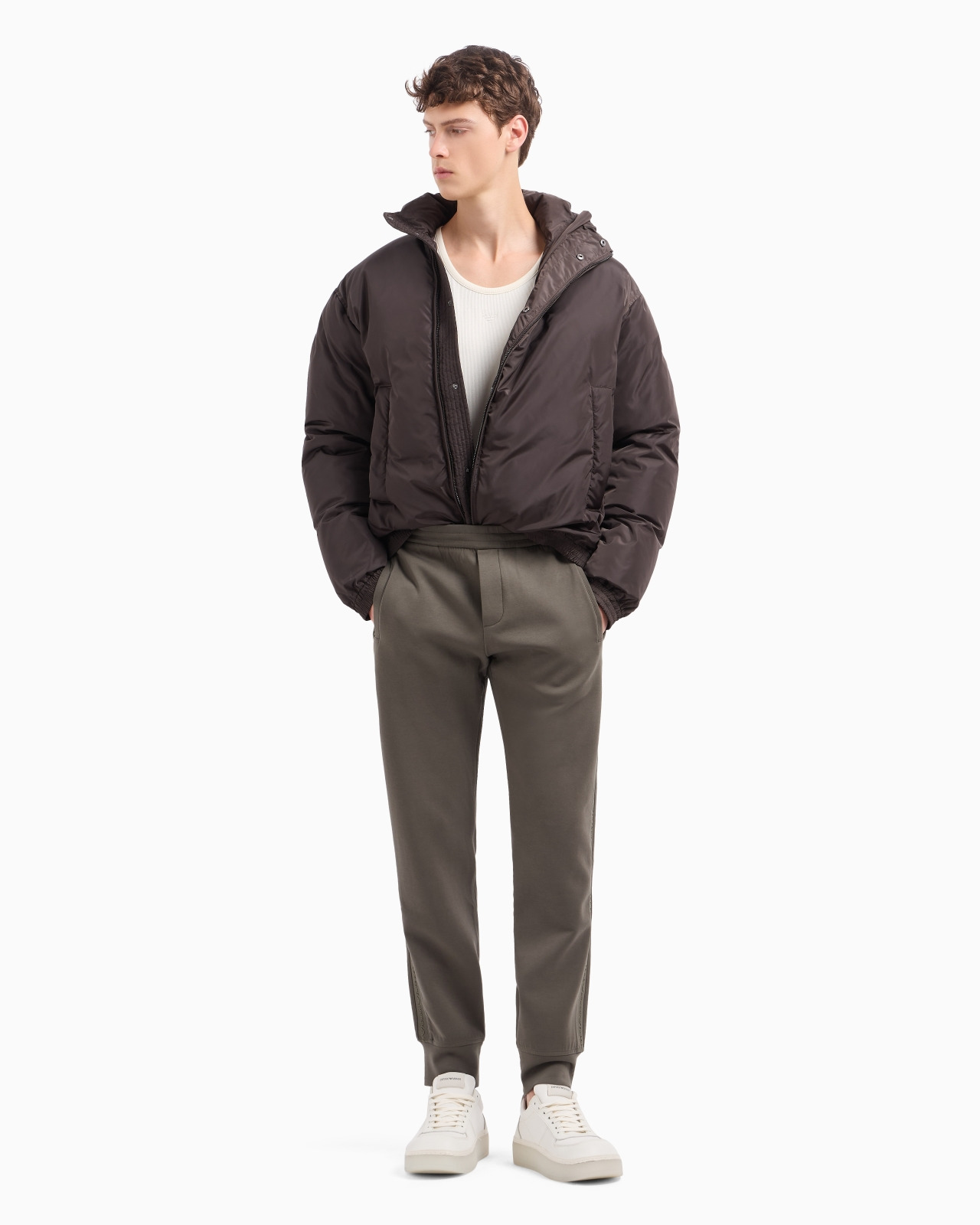Double-jersey joggers with logo tape - 4