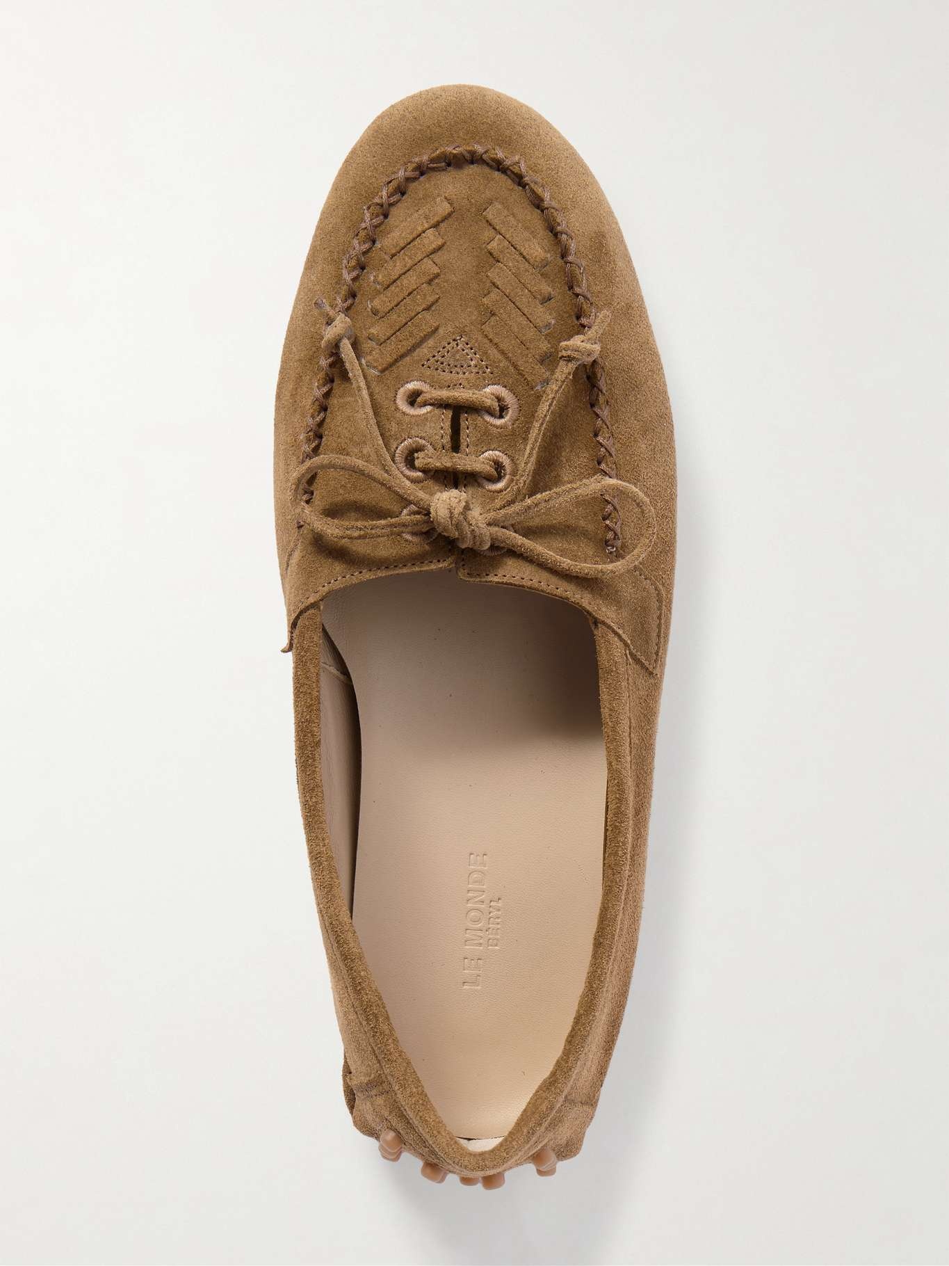 Embroidered suede loafers Taupe - 5