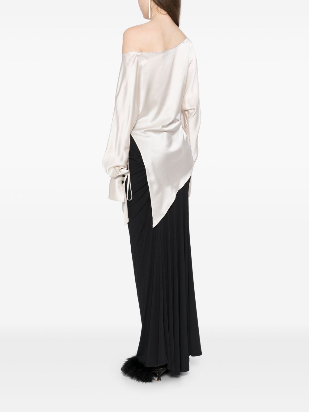 off-shoulder silk blouse - 4