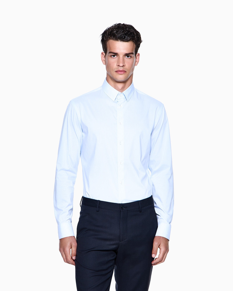 GIORGIO ARMANI SLIM-FIT SHIRT IN STRIPED STRETCH COTTON-BLEND JERSEY outlook