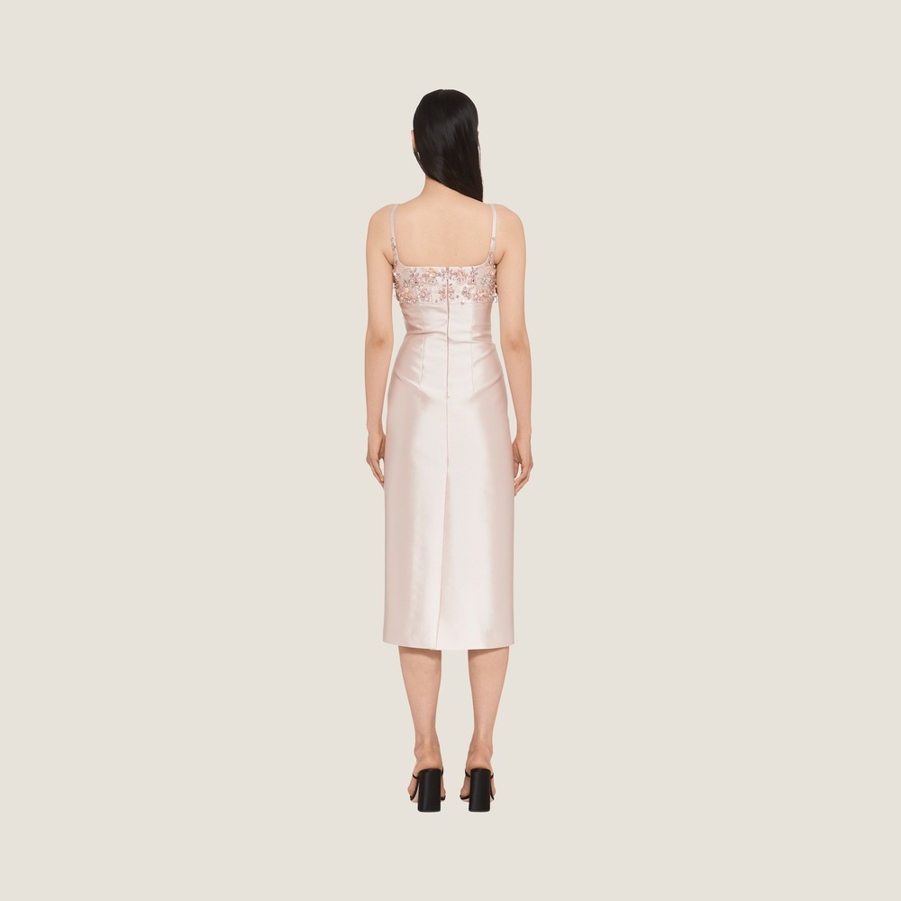 Embroidered silk and wool dress - 2