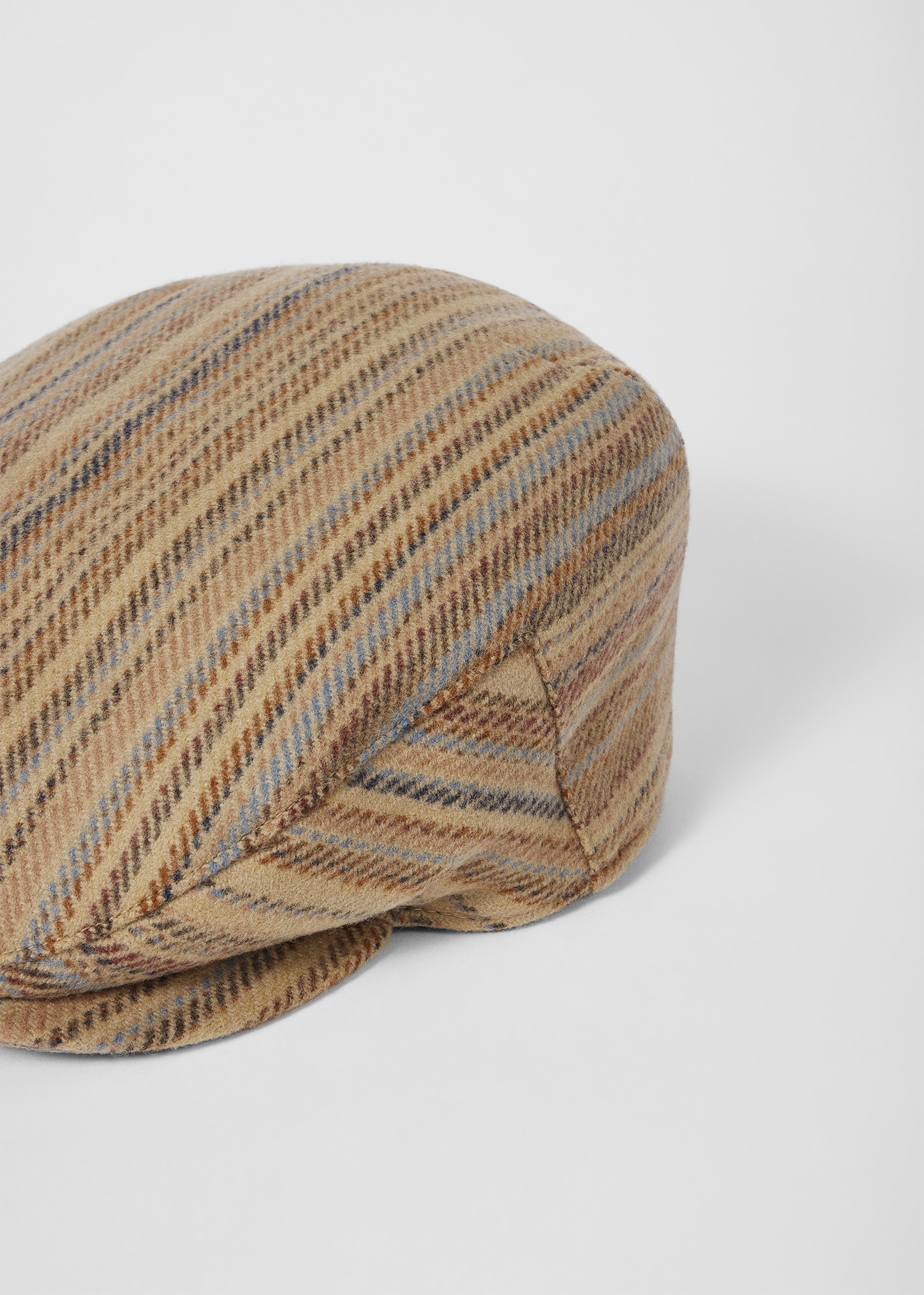 Beige 'Signature Stripe' Flat Cap - 3