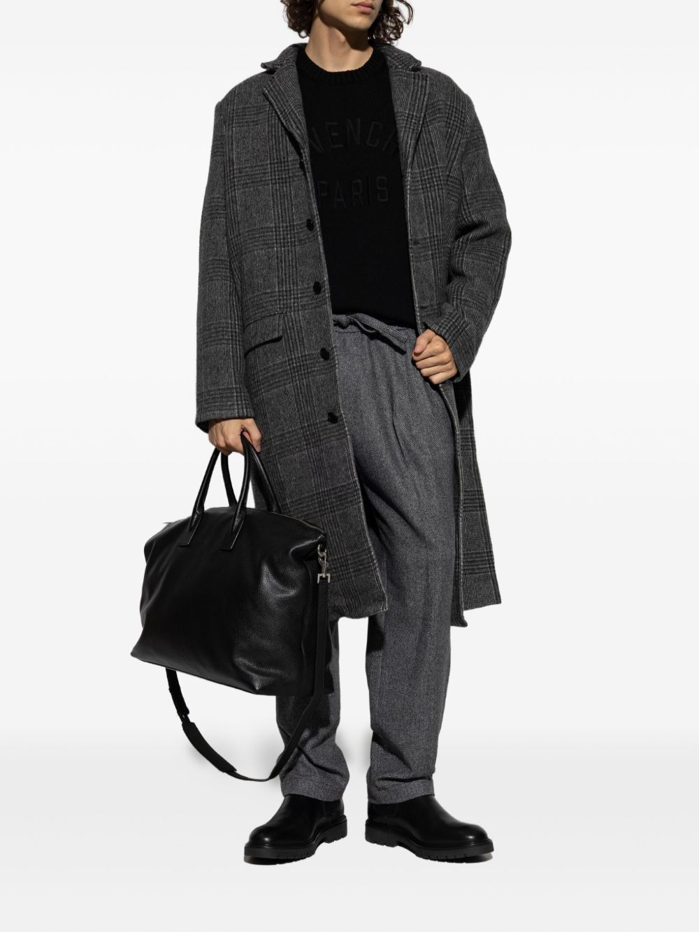 checked wool coat - 2