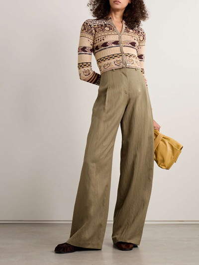 ULLA JOHNSON Delvine pleated Lyocell-blend twill wide-leg pants outlook