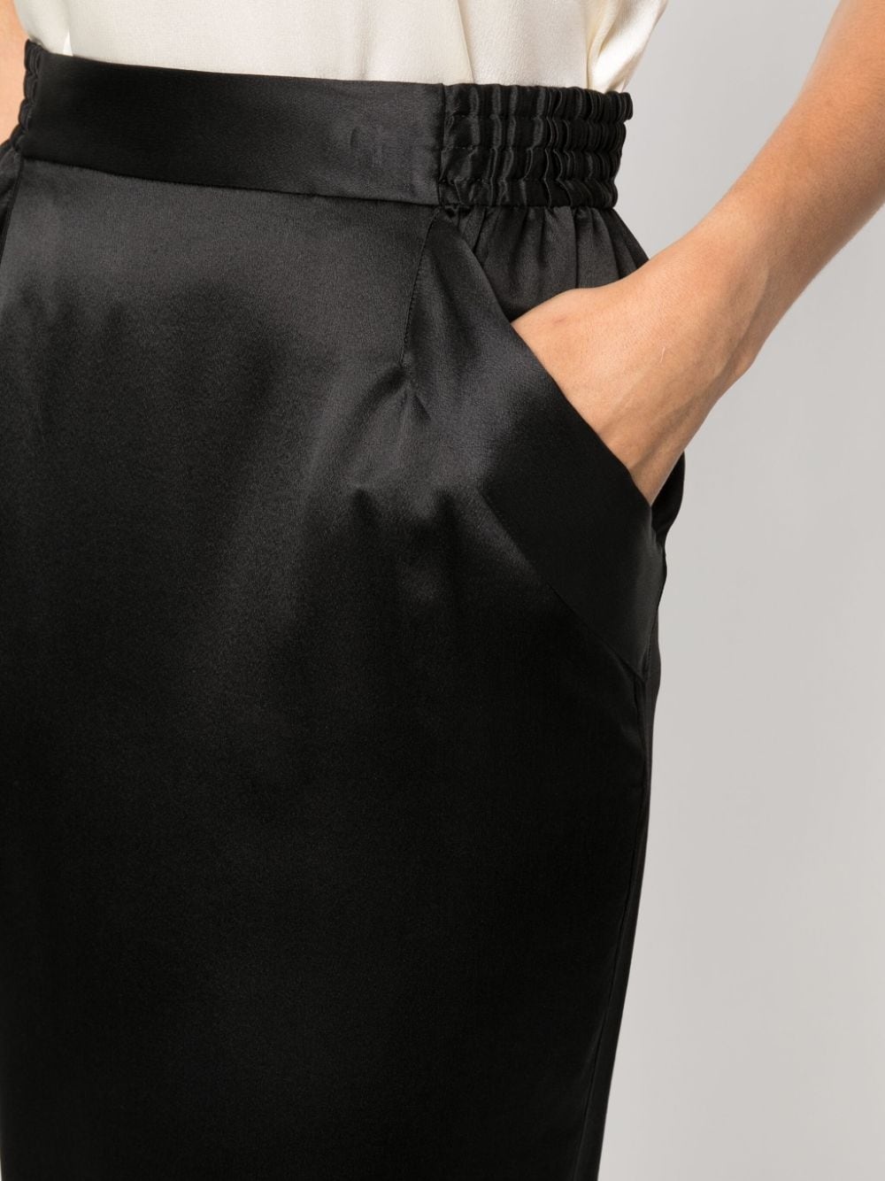 satin-finish silk pencil skirt - 5