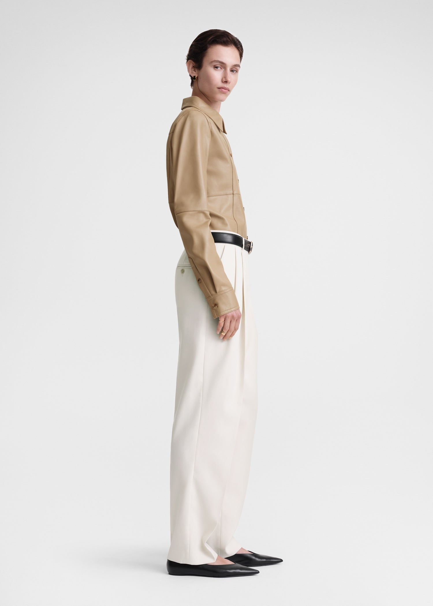 Slim leather shirt biscuit - 3