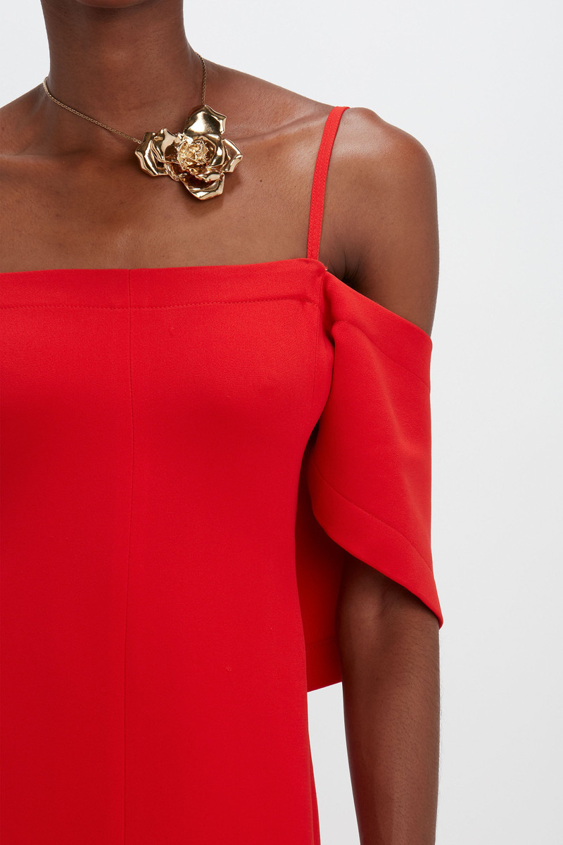 Off Shoulder Bandeau Dress in Tomato Red 7