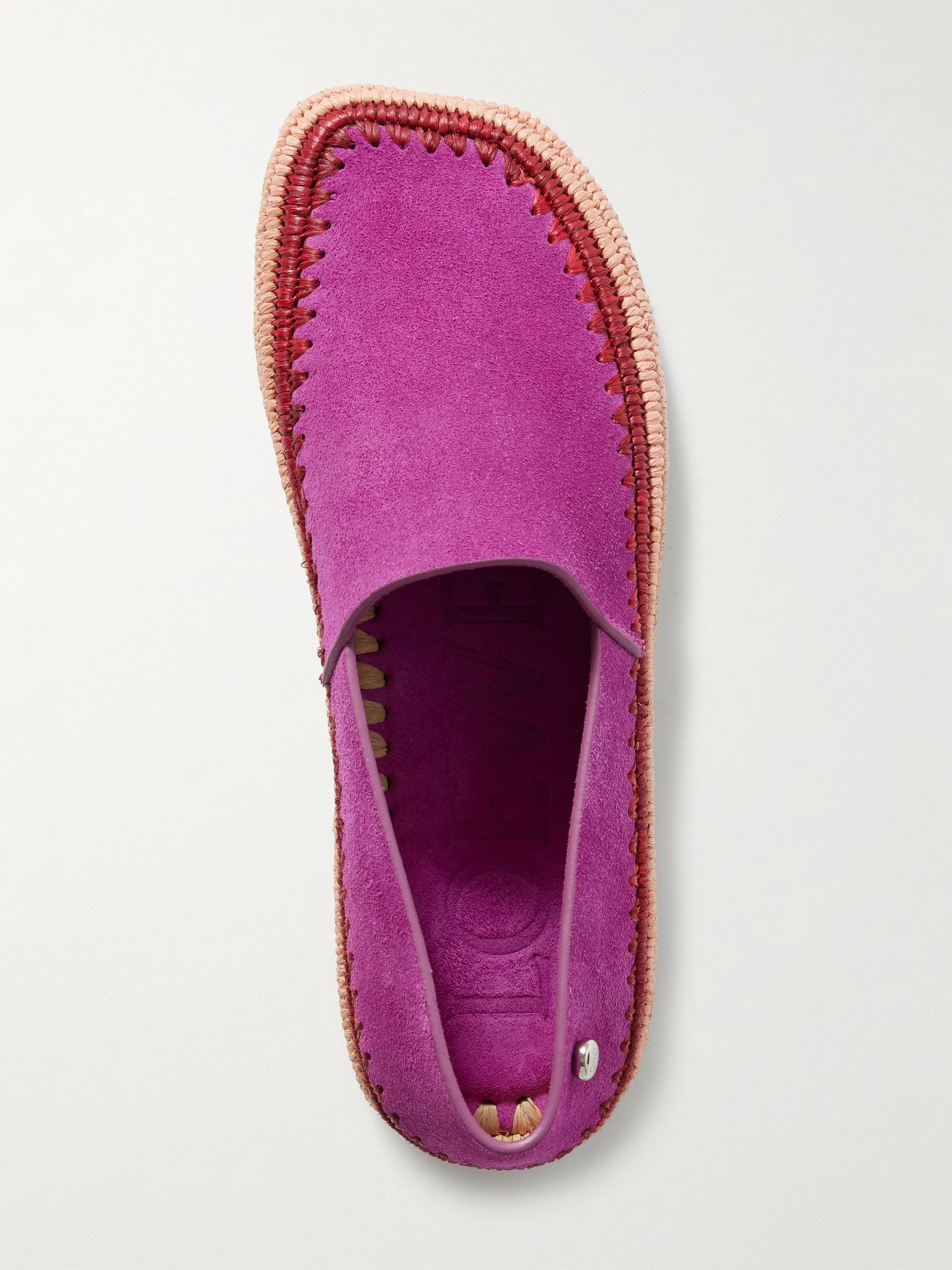 + Paula's Ibiza Rio raffia-trimmed suede espadrilles Fuchsia - 5