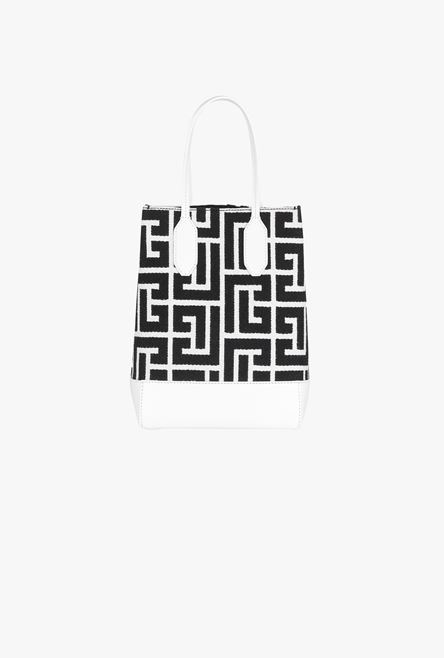 Bicolor white and black jacquard Folded Shopping bag - 3