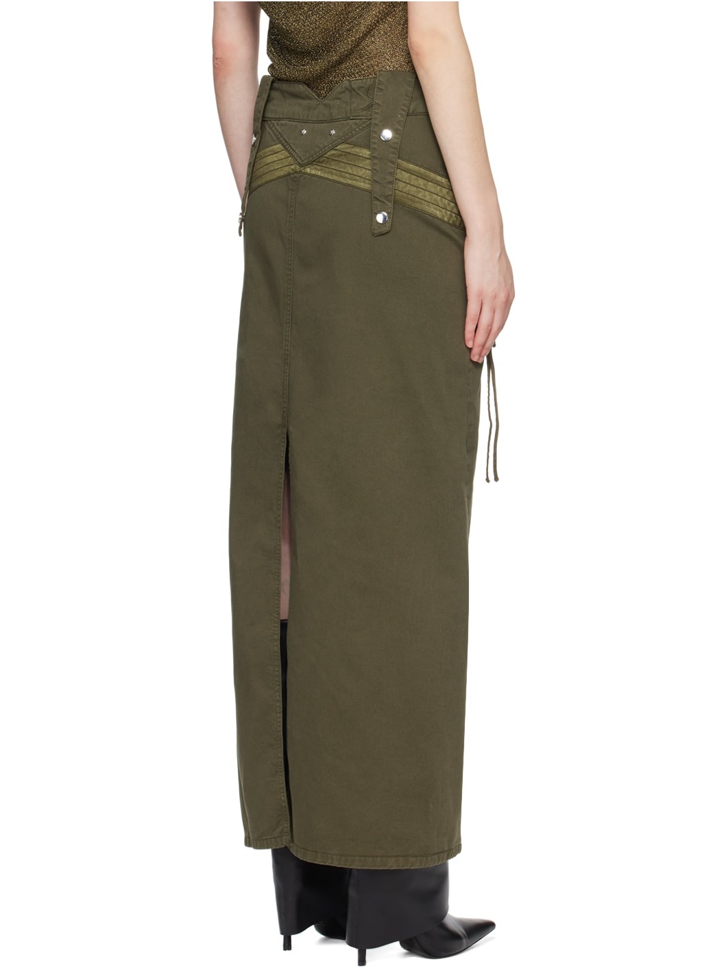 Green Embroidered Maxi Skirt - 3