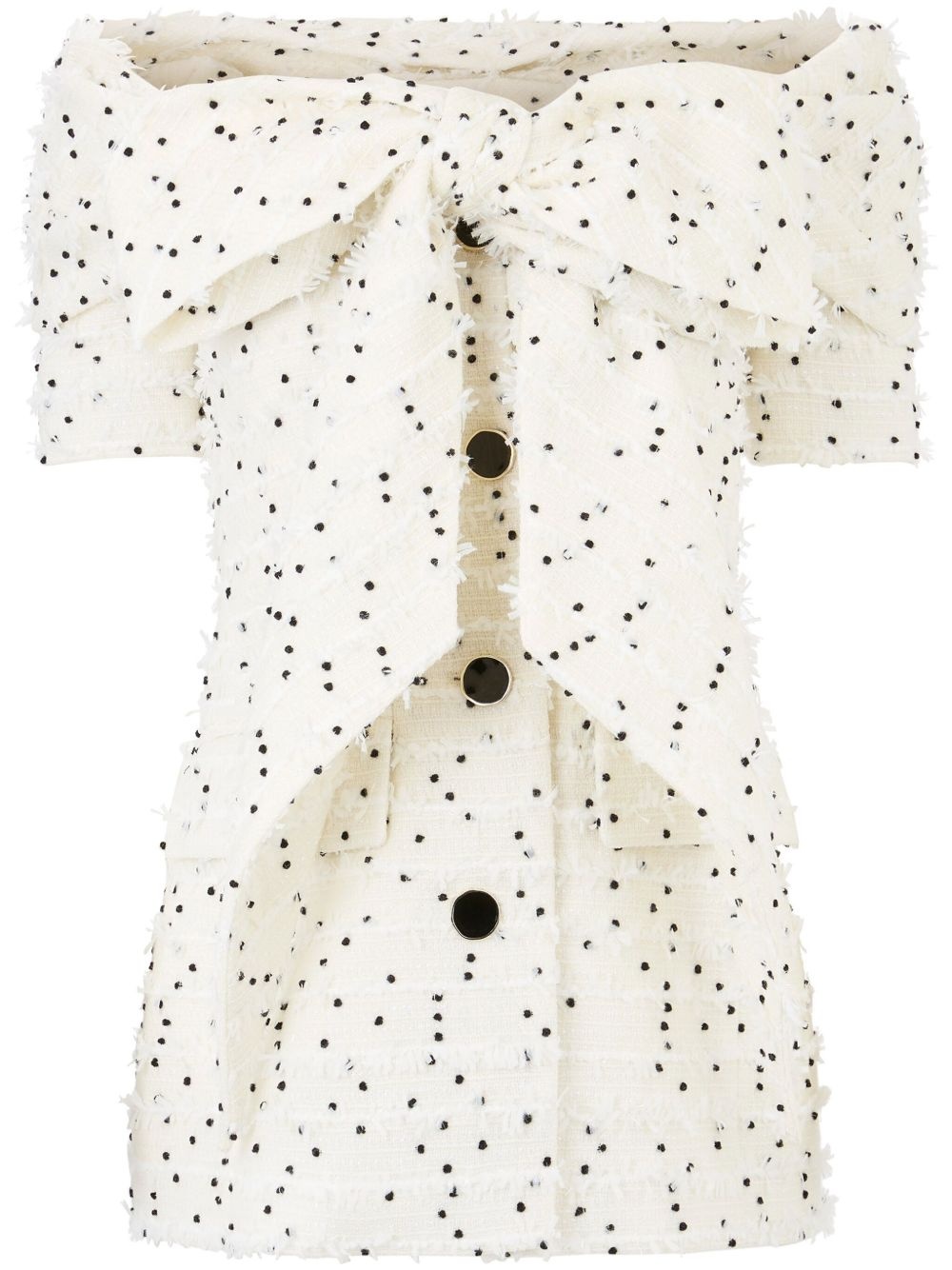 off-shoulder tweed jacket - 1
