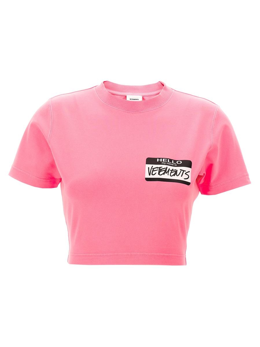 Vetements 'Hello My Name Is Vetements' Cropped T-Shirt - 1