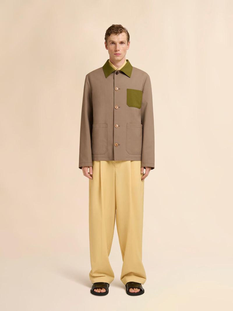Marni BROWN TROPICAL WOOL WORKWEAR JACKET outlook