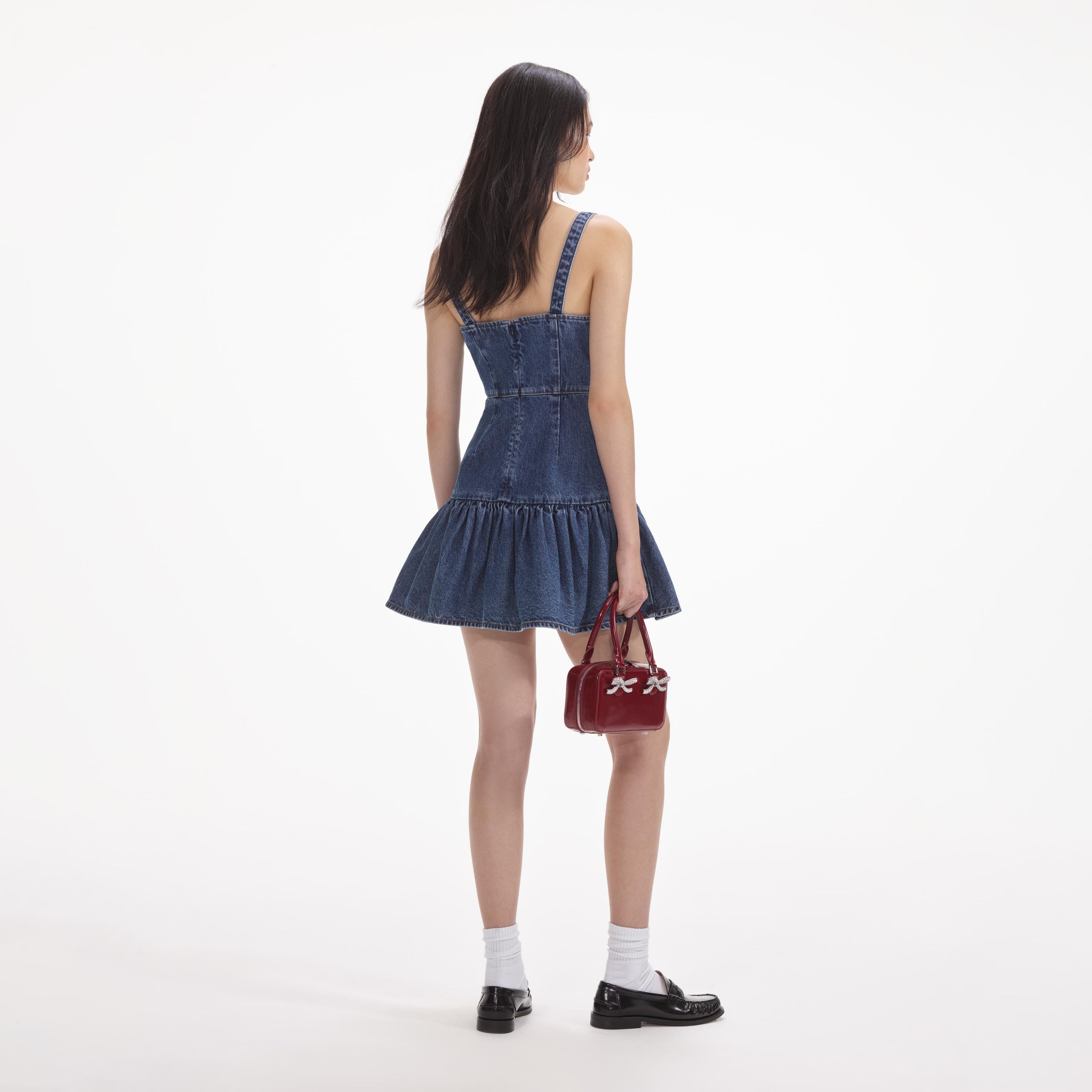 Bow Denim Mini Dress - 3